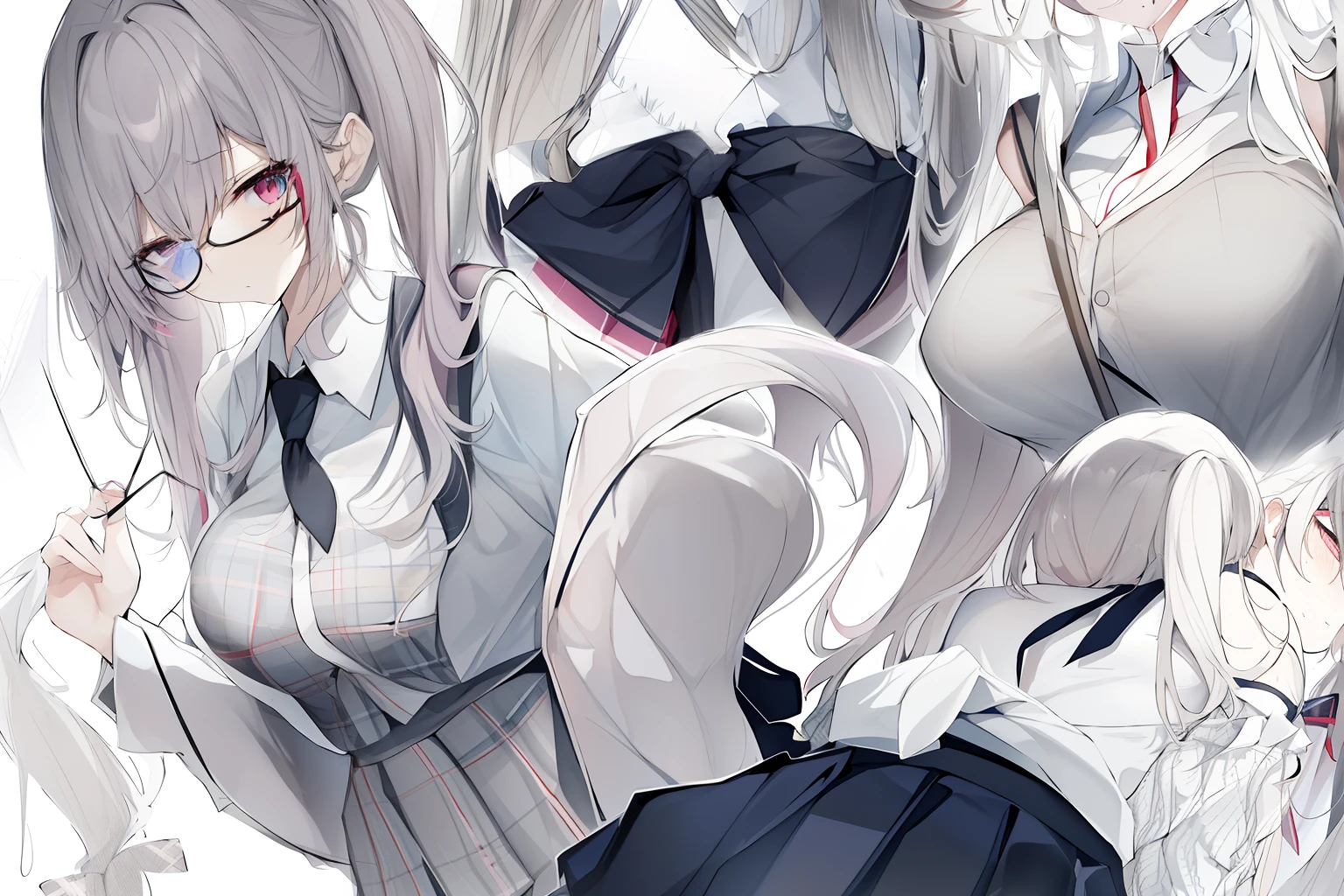 17Year old schoolgirl High school girl in black high socks Japan puffed out cheeks Fume Lack of eye power The skirt is ironed The shirt is ironed The tie is about to come off plaid skirts Glasses twin tail rough sketch The contours are not black Outlines are colors々colourfull17Year old schoolgirl High school girl in black high socks Japan puffed out cheeks Fume Lack of eye power The skirt is ironed The shirt is ironed The tie is about to come off plaid skirts Glasses twin tail rough sketch The contours are not black Outlines are colors々Use colorful colors less saturated watercolor paiting The contour line is thin and delicate There are many contour lines Hair is pink hair is long Hair is tied Twin-tailed The skeleton is very thin very thin shoulders Udder is small The height is170centimeter Weight is30kilogram Fume Lack of eye strength Use colors that don't open your eyes less saturated watercolor paiting The contour line is thin and delicate There are many contour lines Hair is pink hair is long Hair is tied Twin-tailed The skeleton is very thin very thin shoulders Udder is small The height is170centimeter Weight is30kilogram Fume Lack of eye power Eyes are not open tightly