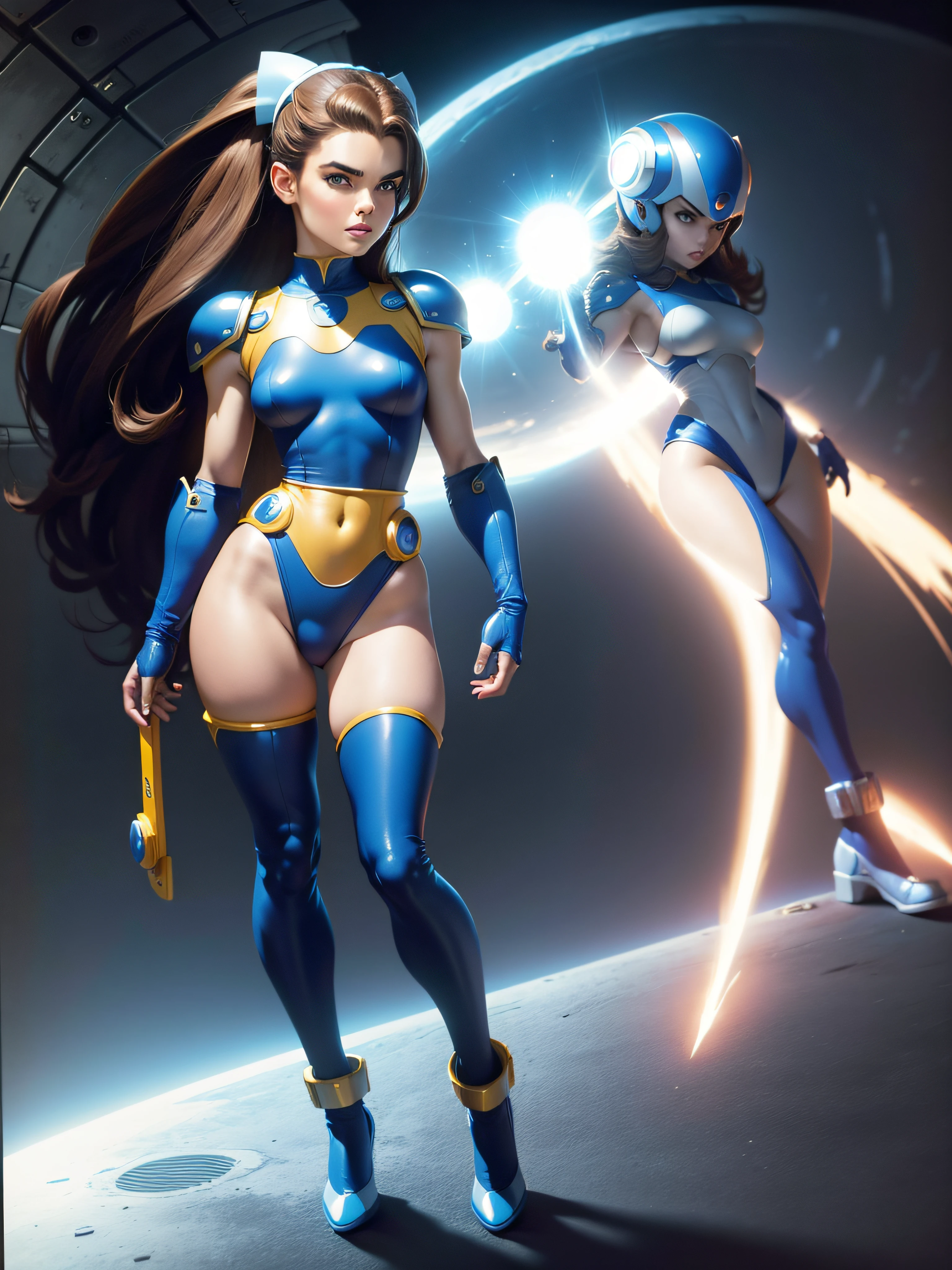 Brooke shields dressed as Mega Man. sci-fi