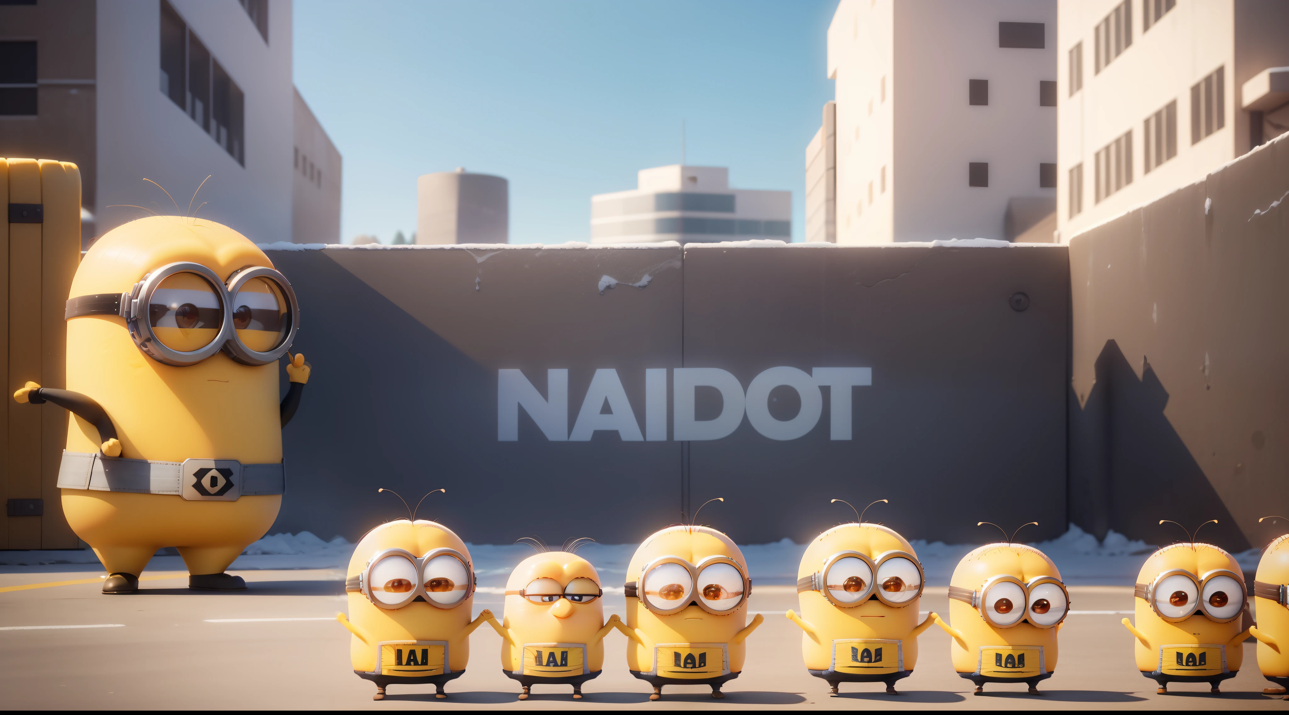 A full white background and "NWU Shitposting" text on it in the middle like a funny facebook meme group cover photo size, super ultra HD HQ Quality, 4k, ultra detailed, photography, minion movie style, highest quality, highest detail, studio highlighted, with minions cartoon