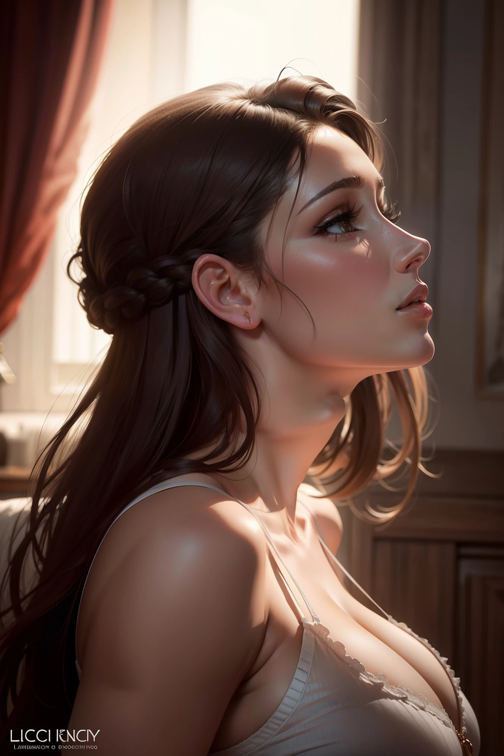 lucy pinder, looking up, profile, sexy, portrait