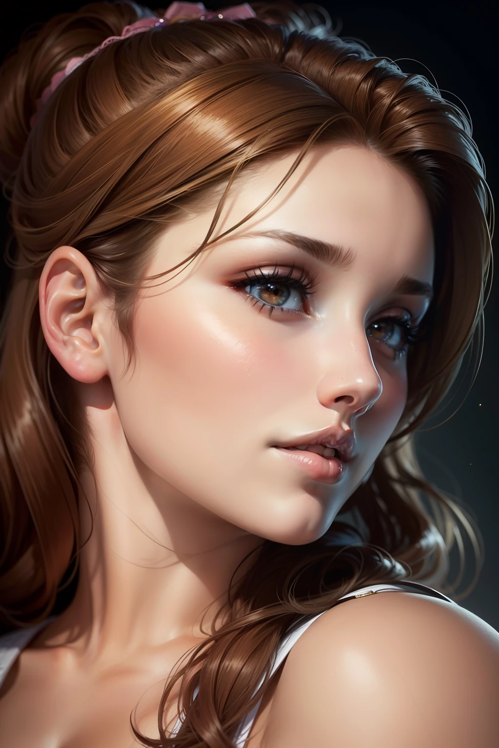 (masterpiece:1.2, Highest quality), (Realistic, photoRealistic:1.4), Beautiful illustrations, (Natural Side Lighting, Cinema Lighting), Written boundary depth, Beautiful thighs staring at the viewer, (Face Focus, Upper Body), 1 female，20-year-old，alone，（With background：Hotel Rooms） , Super long brown hair,Hair with loose waves inside Long straight hair_Hair reaching down to the waist、, amount, Very large breasts ,((Naked and standing gracefully))、Blue transparent long negligee、((A shy smile:1.3)),