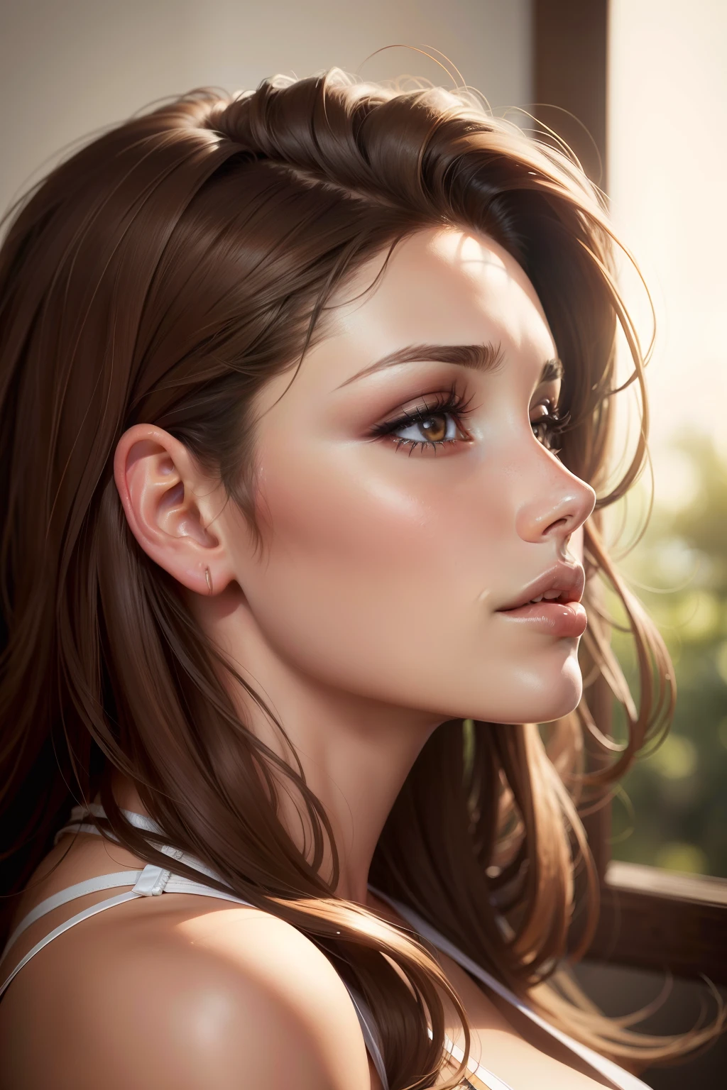 lucy pinder, looking up, in profile, sexy, portrait, beautiful lips