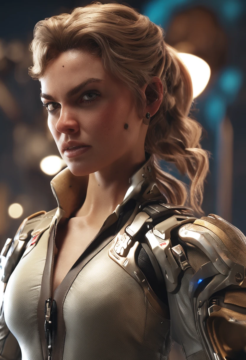 (((best quality))), (((masterpiece))), solo, super fine photo, full body picture Unreal Engine 5 8K UHD, beautiful girl, face detailed, wearing skin tight metallic latex catsuit with gold lace, latex collar, latex gloves, latex long socks with straps, arm and leg cuffs, unified 8k wallpaper, hyper detailed, sharp focus, walking in the futuristic city.
