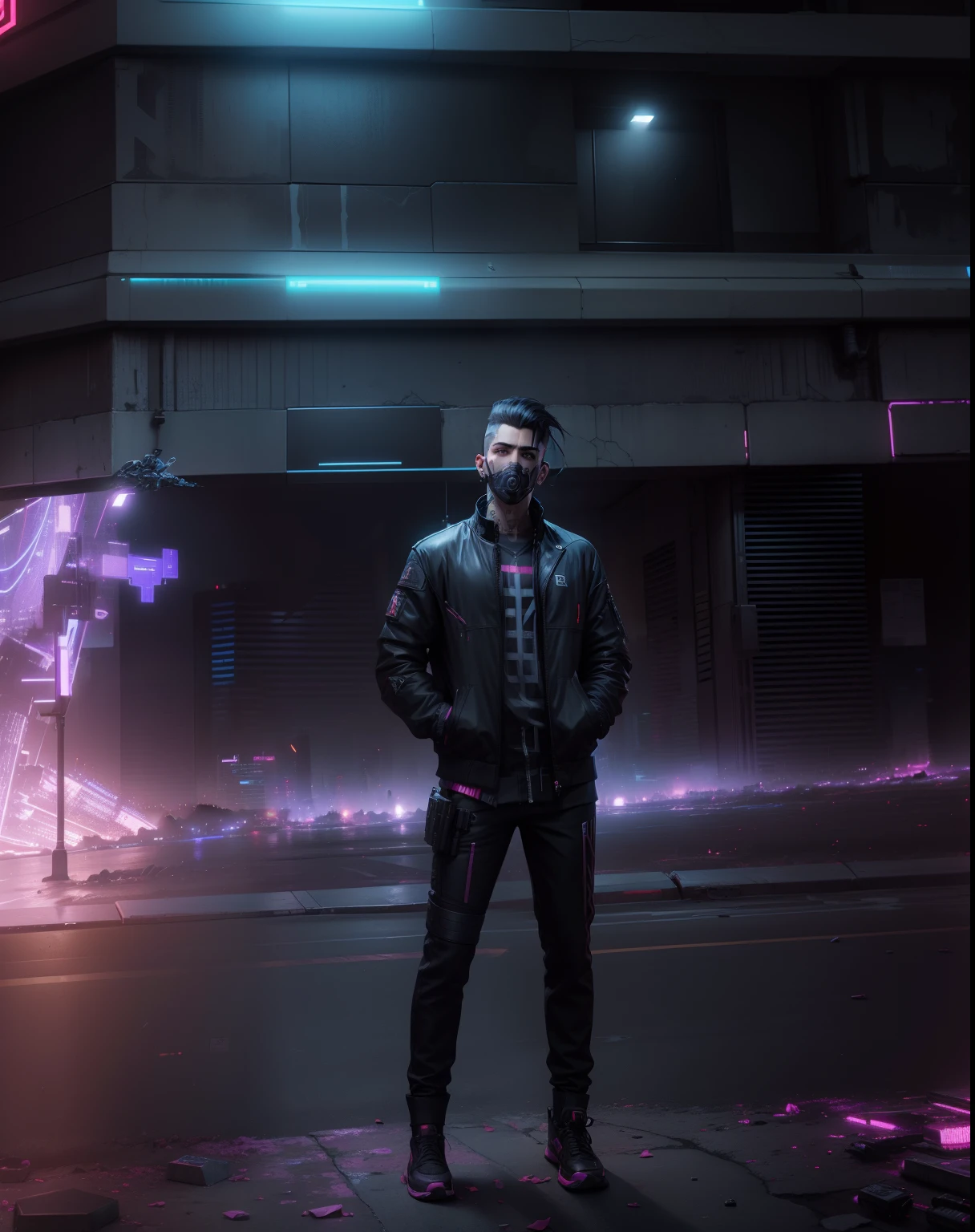 Change background handsome boy cyberpunk 8K ultra Hd