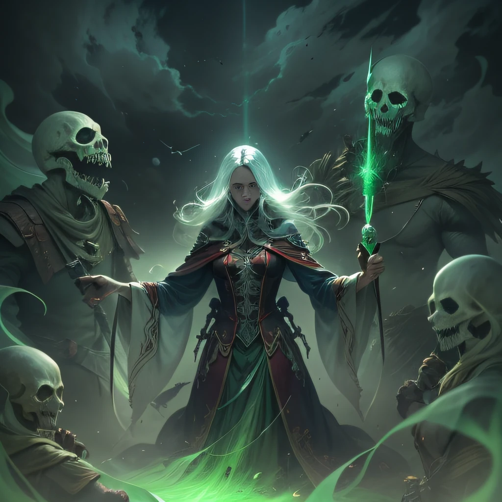 Serrated ghost blade permeated by souls of the dead, Whirling spirits emit a sinister green glow