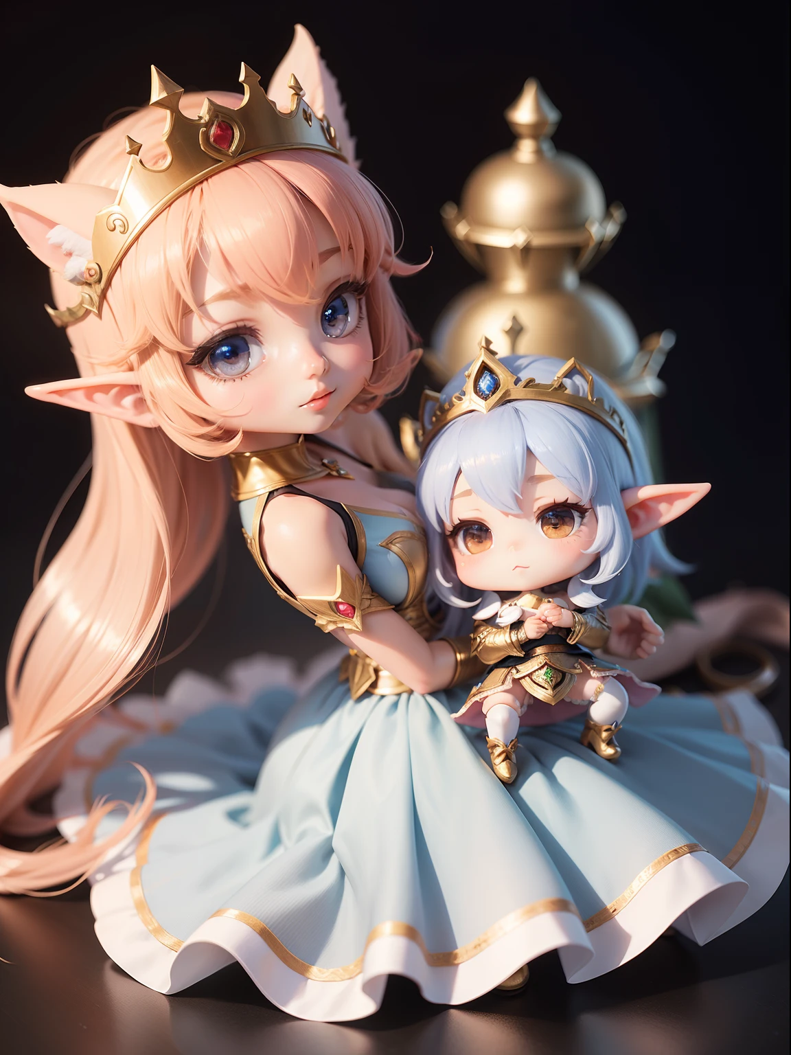 chibi sd elf princess, front and bacl, front and back, front and back, front and back