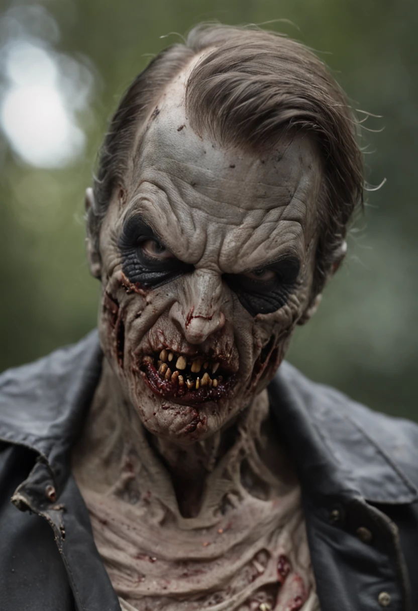 realistic portrayal of Batman emerges, his face twisted into a zombie-like visage, his suit tattered and worn man