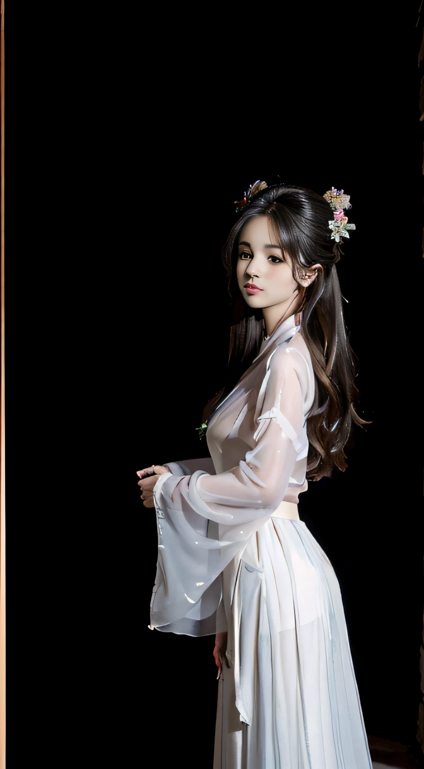 Master quality, highest quality, best picture quality, exaggerated details, a princess cute 8 yeal old, she is maturbate,(long hair / very, very exaggerated big breasts, big tits, in/open v hanfu  transparent fabric, short skirt), in xiaxia hanfu, lace silk, detail chest, boobs nice