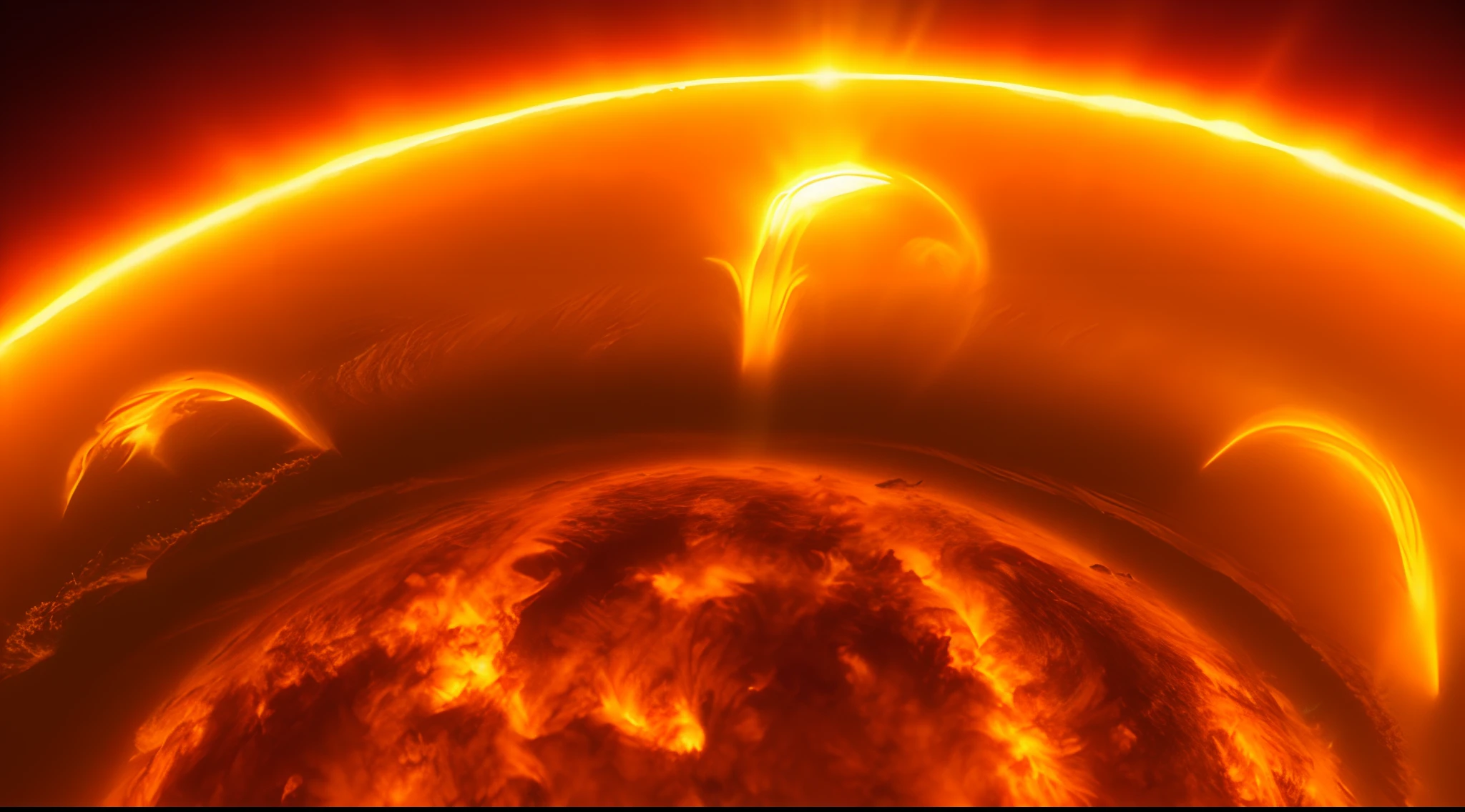 um close up do sol com uma chama saindo dele, the sun is exploding, solar flare unreal engine, The surface of the sun, solar flares, sol explodindo no fundo, cosmic sun in the background, solar flare, O sol. Beautiful, tempestade solar, solar flare hd, sunlight is consumed, Sol derretido, sol gigantesco