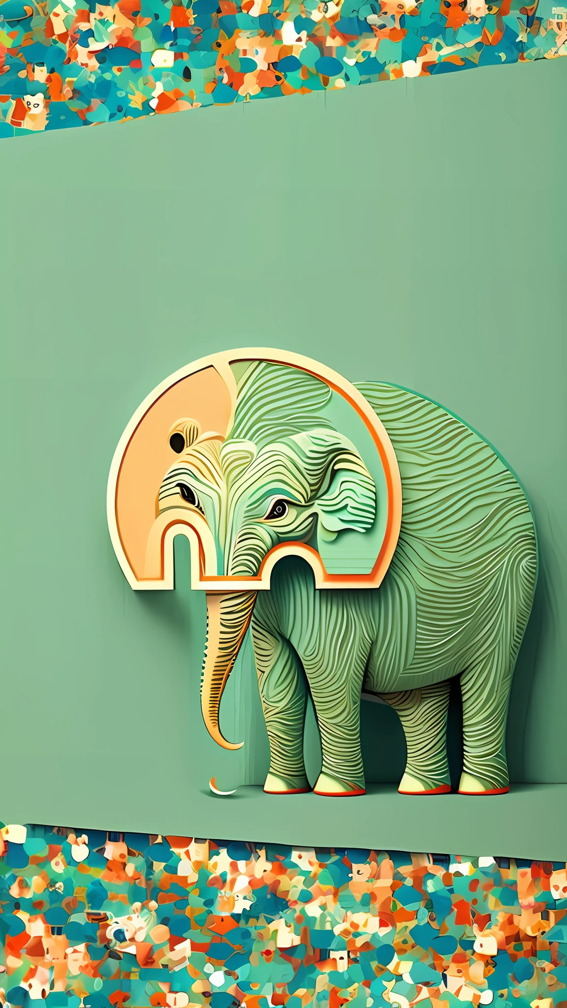 There is a picture of a small elephant on a card, elefante, elefante bonito, elefante na sala, meio elefante, um elefante, contorno branco, foco no elefante, elephant head, logotipo minimalista, Minimalist logo without text, arte vetorial do logotipo minimalista, logotipo simples, Elefantes, :3, desenho simples, arte de linha minimalista, pictoplasma bonito