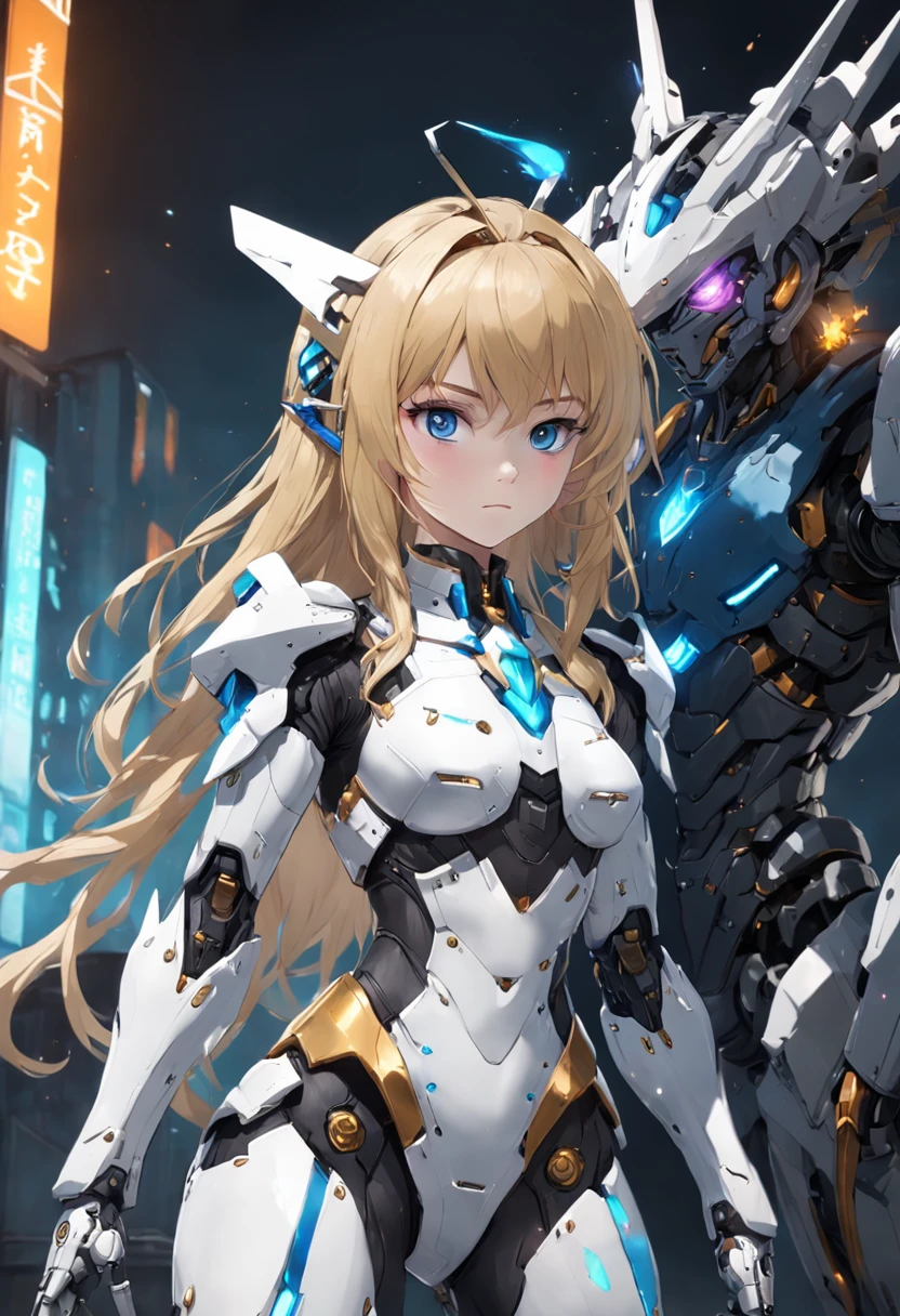 A woman, white mecha suit + black armor with silver parts, long, short golden hair, hair with bangs in front of her eyes, helmet on her head, sparkling blue eyes, looking at the viewer, ((( pose interacting and leaning [ on an object | on something in the environment]))), right-handed dungeon, with machines, robots, puppy, Surreal, Tense, Hot, Highly detailed, clear, Professional, 8K UHD, twilights, movie, Dark, Violent, plein air , river, buttle, well-detailed fingers, well-detailed hand, perfect_hands,chase, dramatic, vivid, tense atmosphere, rendered, epic, twilights, nffsw, album covers, blizzard, lightning, disaster, boiling lava waterfall, ((full length): 1.5). 16k, UHD, best possible quality, ultra detailed, best possible resolution, Unreal Engine 5, professional photography, perfect_hands, [princesa_zelda], ((zelda_breath_of_the_wild)),