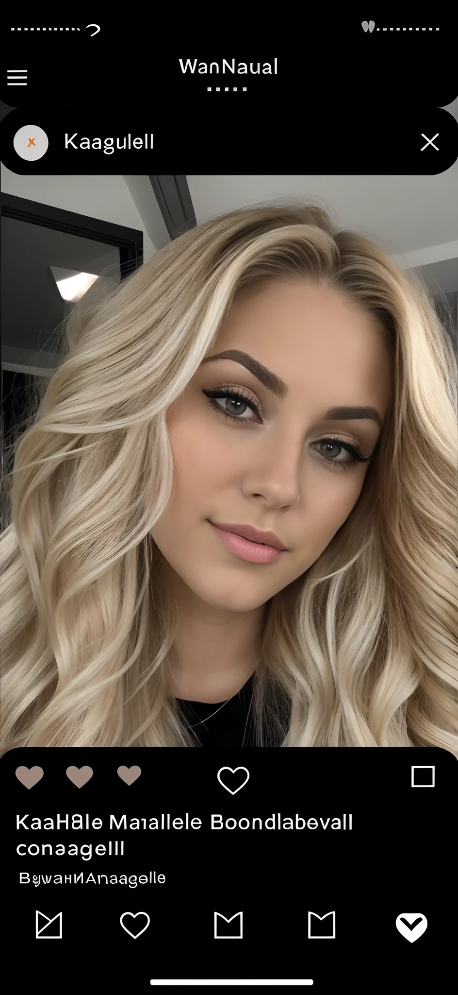 a close up of a woman with blonde hair and a purse, brunette with dyed blonde hair, long blonde hair and large eyes, blonde hair and large eyes, beautiful blonde girl, kailee mandel, a gorgeous blonde, long wavy blonde hair, beautiful blonde hair, long blonde hair and big eyes, kaitlyn michelle siragusa, messy blonde hair
