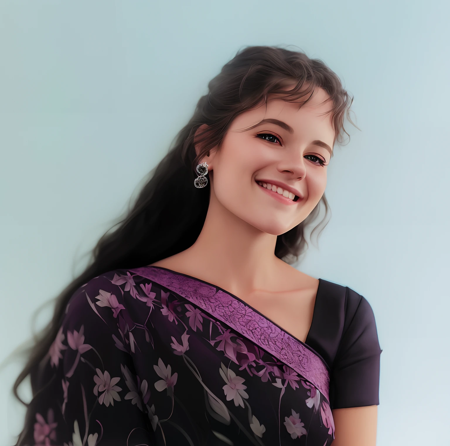 there is a woman in a pink clothe smiling, with a beautifull smile, realistic portrait photo, realistic studio portrait, elegant smiling pose, photo realistic portrait, very beautiful girl, lovely smile, digital art. photo realistic, dramatic smile pose intricate, with a happy expression, high quality portrait, detailed portrait, with lovely look