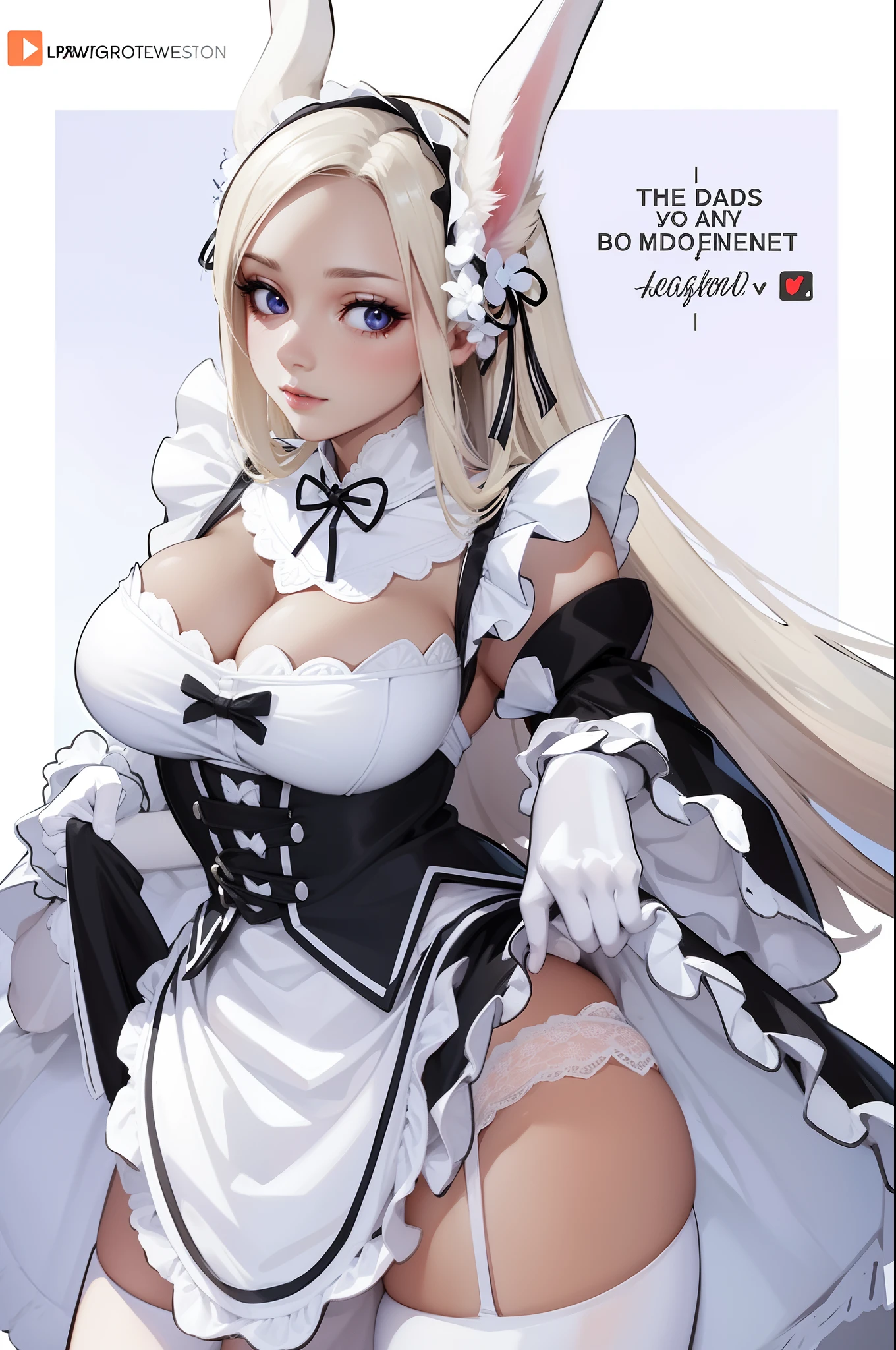 Beautiful attractive sexual woman with Rabbit ear and maid outfit with best quality best effects best shadows best lighting 8k ultra HD super realistic