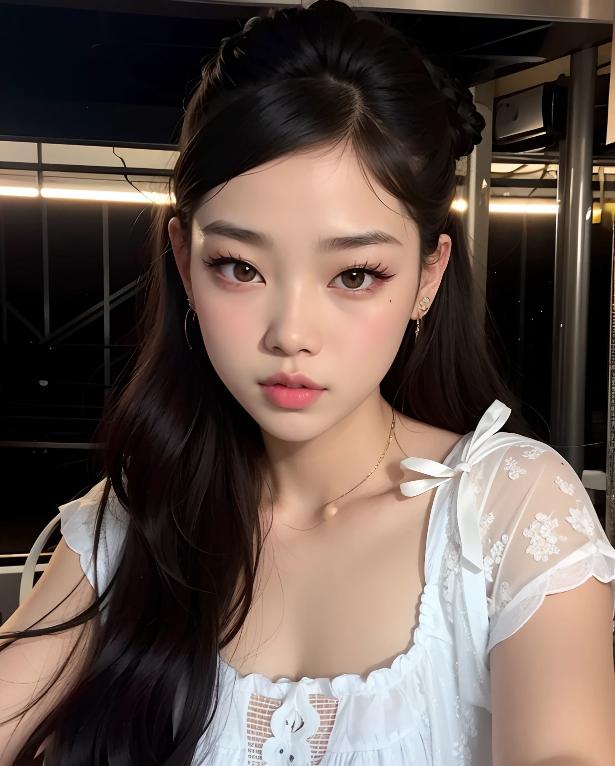 Arafed asian woman with long hair and a necklace on, Jennie Blackpink, young cute wan Asian face, menina coreana, young adorable korean face, com cabelos longos e olhos penetrantes, cruel korean goth girl, Asian face, asian features, wan adorable korean face, Asian girl, Gongbi, Retrato de Jossi do Blackpink, linda mulher coreana jovem, Ulzzang