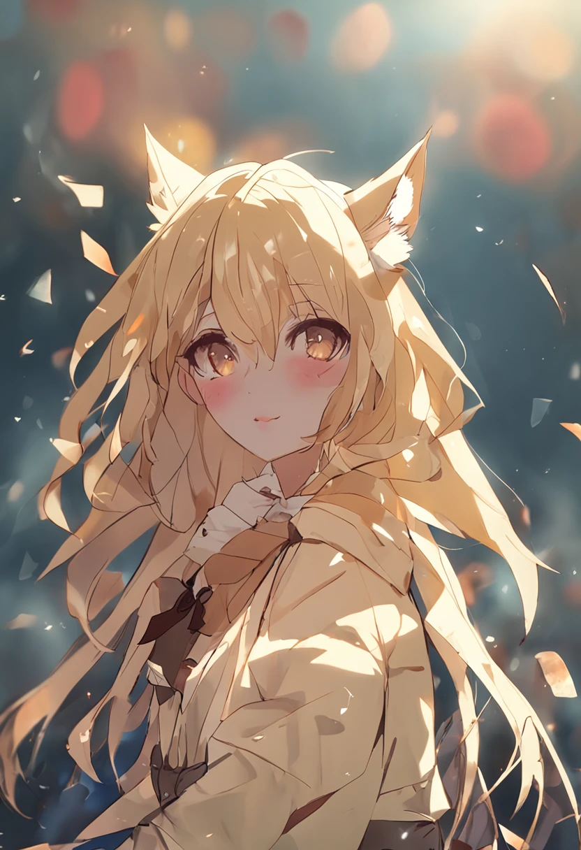 blond hairbl,fox ear,blonde eyes,oil-paper umbrella,fox tails
