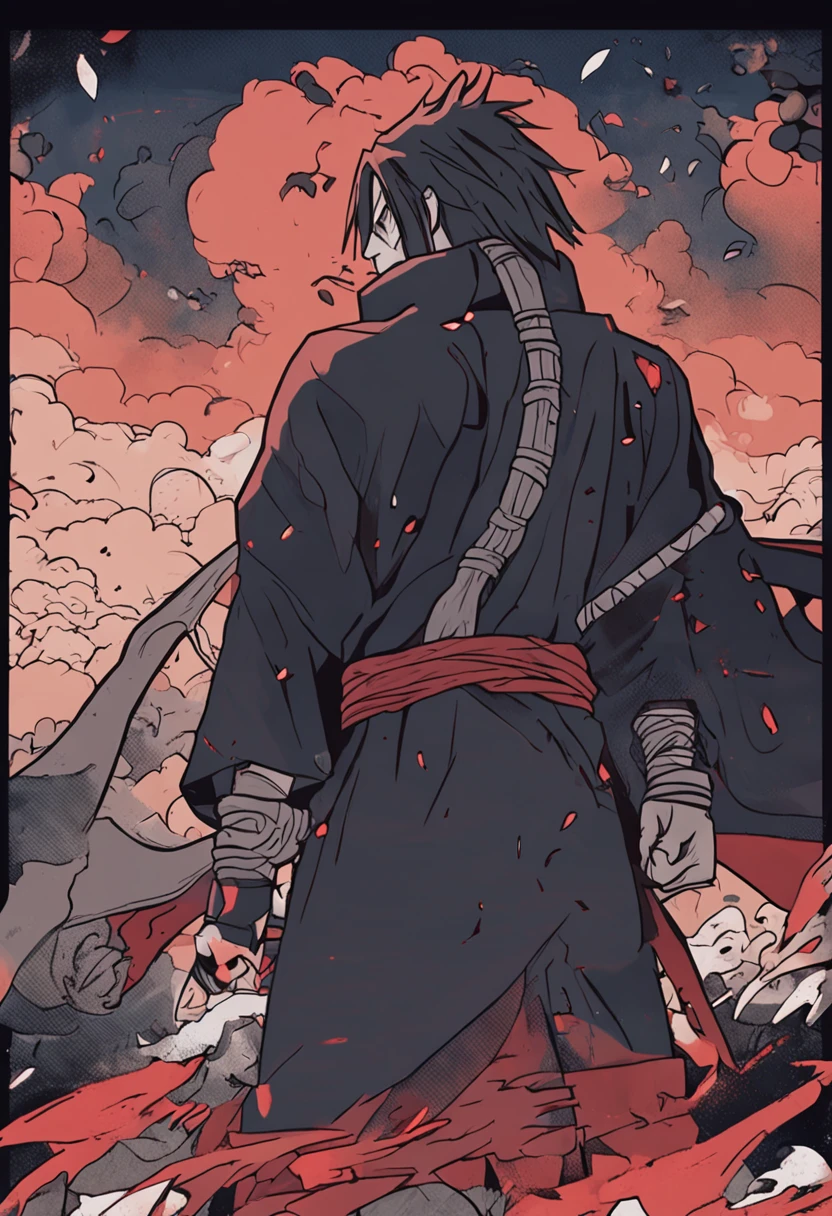 a close up of a person standing in front of a comic strip, madara uchiha, itatchi uchiha, from naruto, sasuke uchiha, itachi uchiha, akatsuki akira, waking up, itachi, wake up samurai, joker looks like naruto, anime style”, wake up, anime inspiration, “ anime, ufotable art style\