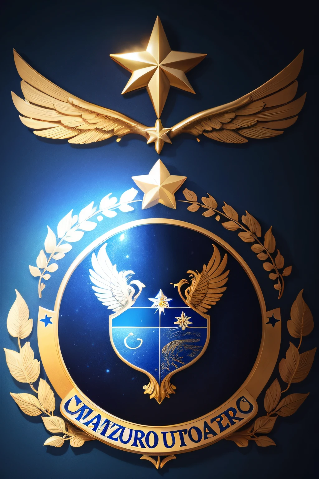 um close up de um signo com uma estrela acima dele, with an eagle emblem, emblemaa do escudo, arte oficial altamente detalhada, royal insignia in background, insignia, Military Insignia, fundo uniforme, cg arte, Emblema da Sabedoria, arte oficial, flight squadron insignia, emblema, design do escudo, coat of arms, imperial symbol, crista de metal afiada, Sociedade Secreta do Imperador