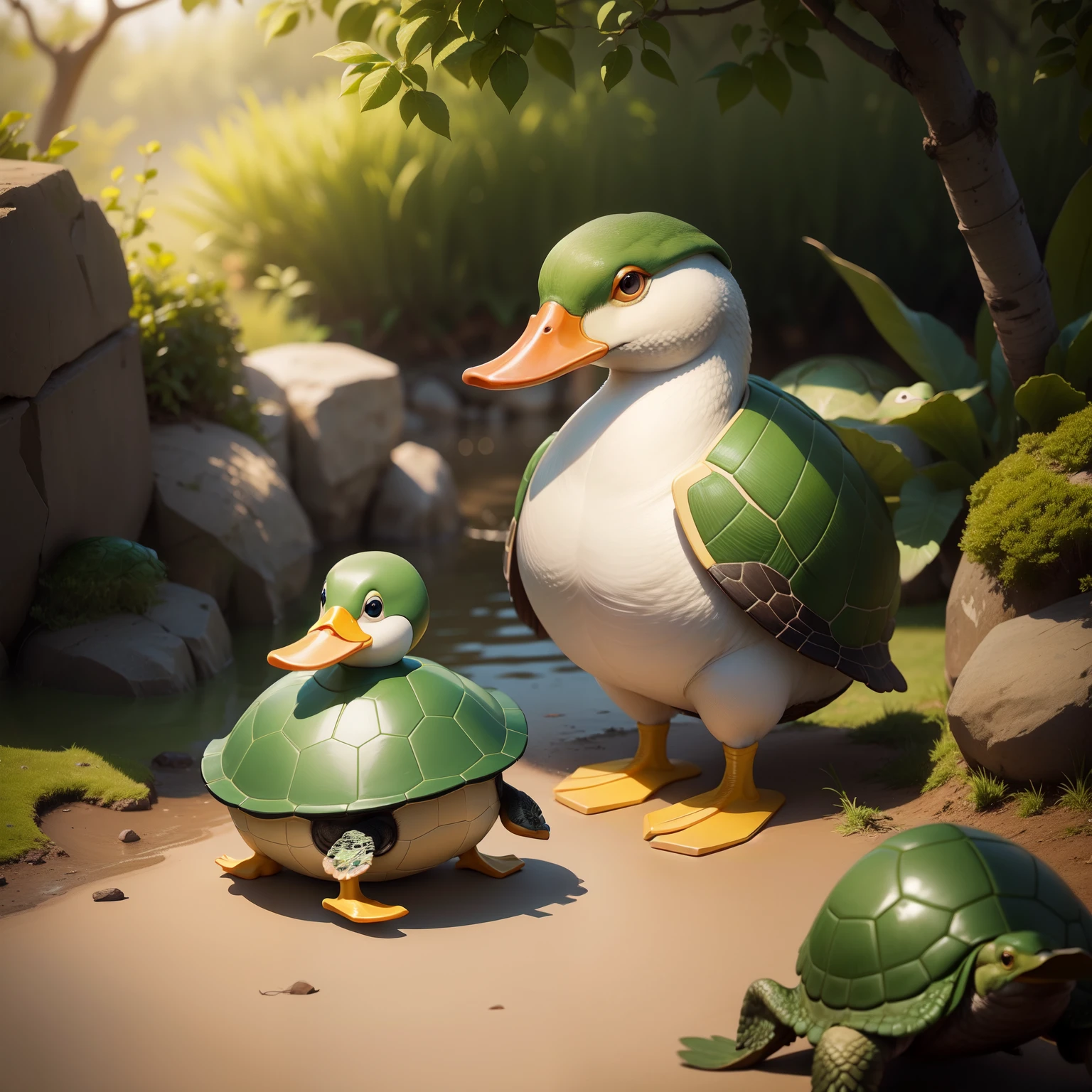 A duck and a turtle had a baby