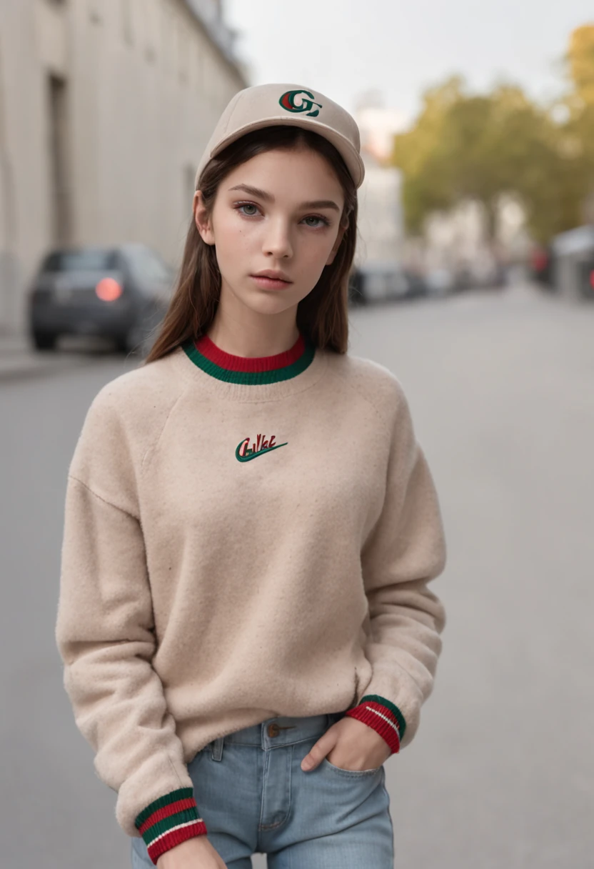 avec un pull nike et une casquette gucci devant une ferarri dans un quartier de riche