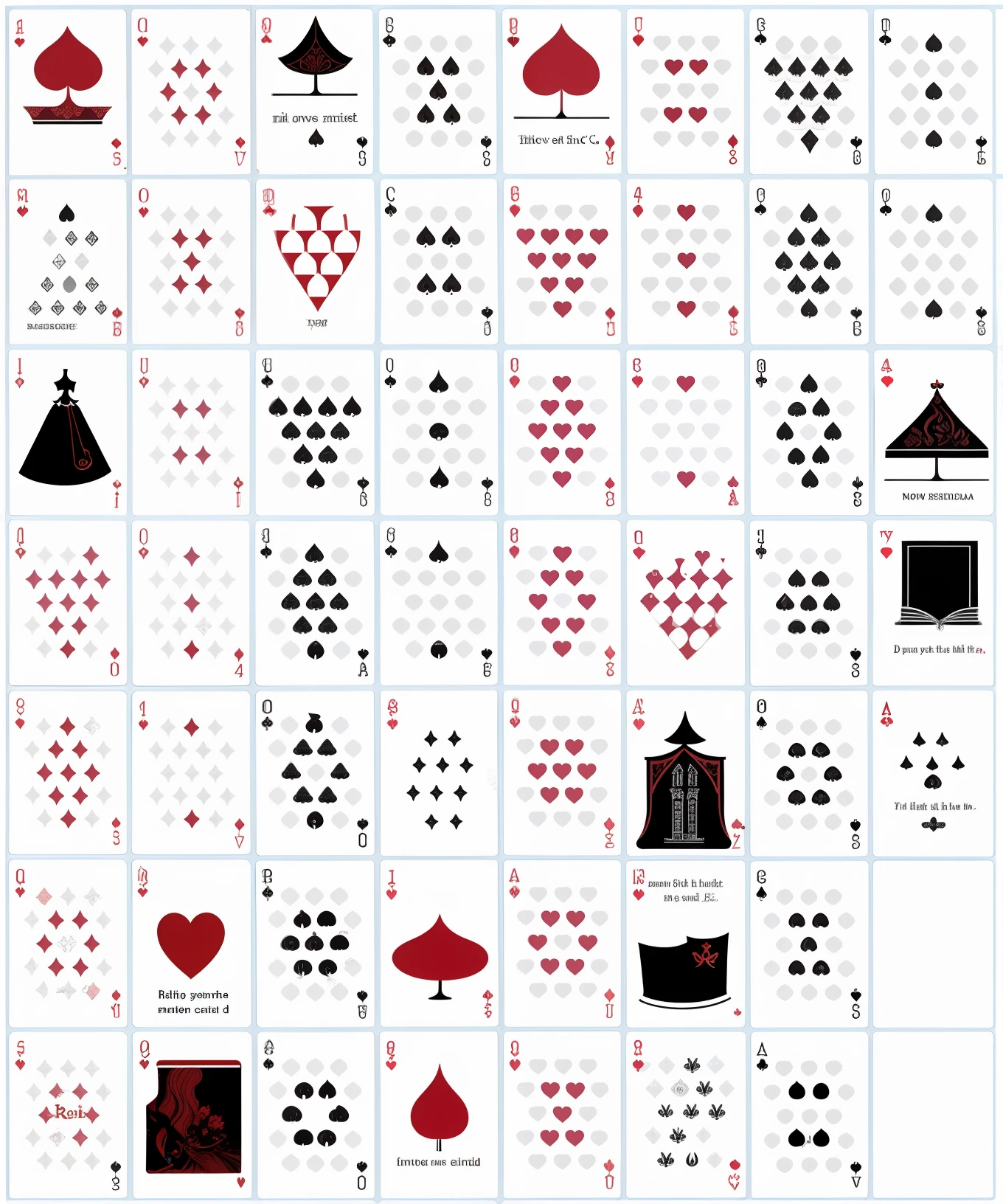 Dark cards, black, red, gothic cards, alice in brorderland