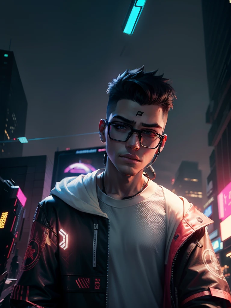 Change background cyberpunk boy realistic face anime