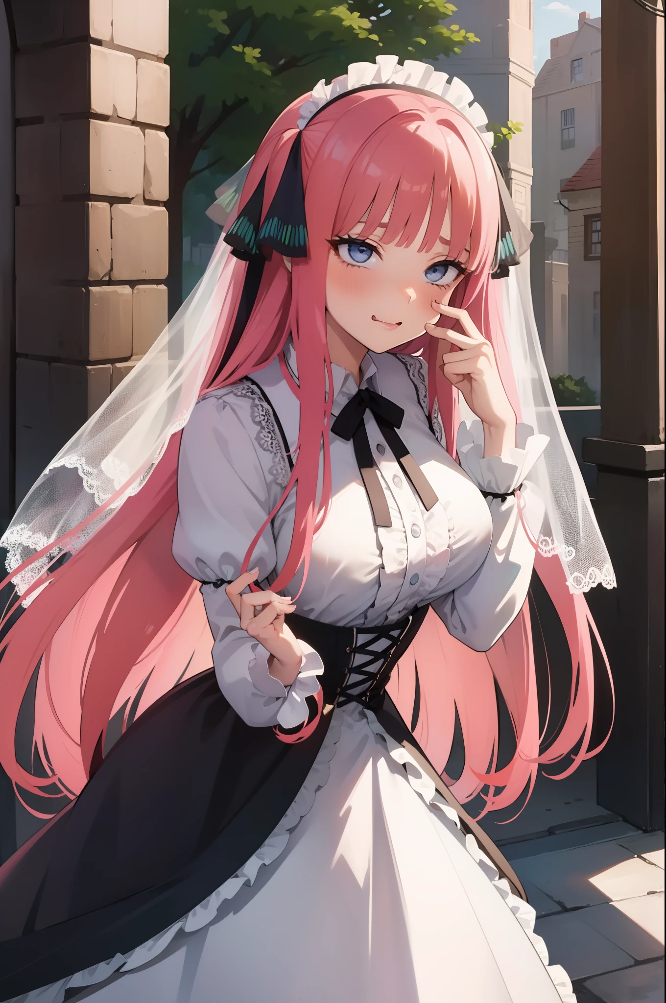 (1woman, 1man, veil, lace skirt), (Victorian age), (evening, London street, crowded, people watching), cute 18yo giving a man a blowjob, (sucking dick), ((detailed facial features)), vintage luscious hair, blushing, long hair, floating hair, pale skin, small breast, sexy, ((Standing doggystyle)), vagina, pussy, soft light, ahg
rolling eyes
tongue