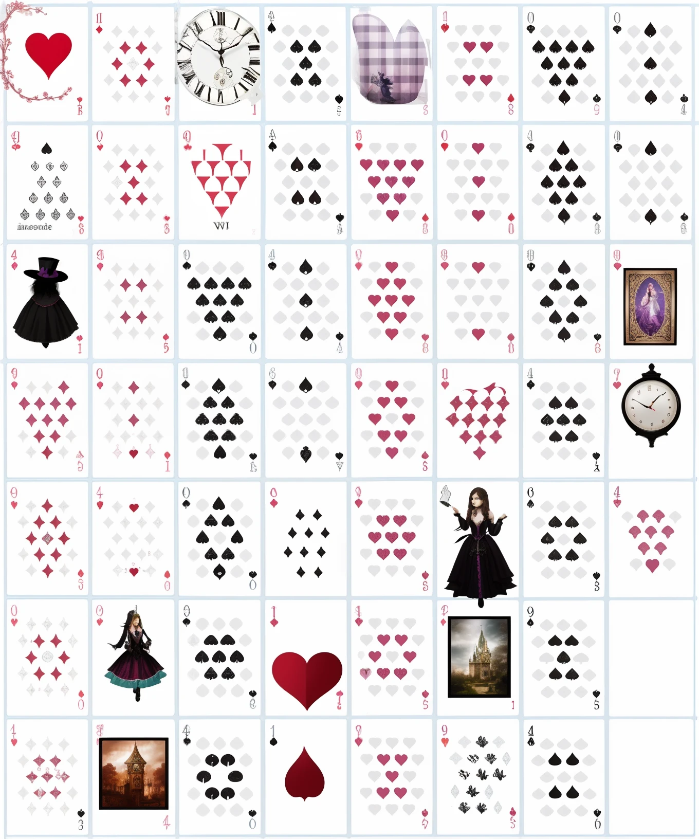 (rainha branca, coelho, absolem) in an enchanted world with magical clocks, [Alice in borderrland:1.2], [gothic cards:1.1], [dark alice:1.1], [borderlands], [mad hatter:1.2], [cheshire cat:1.2], [queen of hearts:1.1.