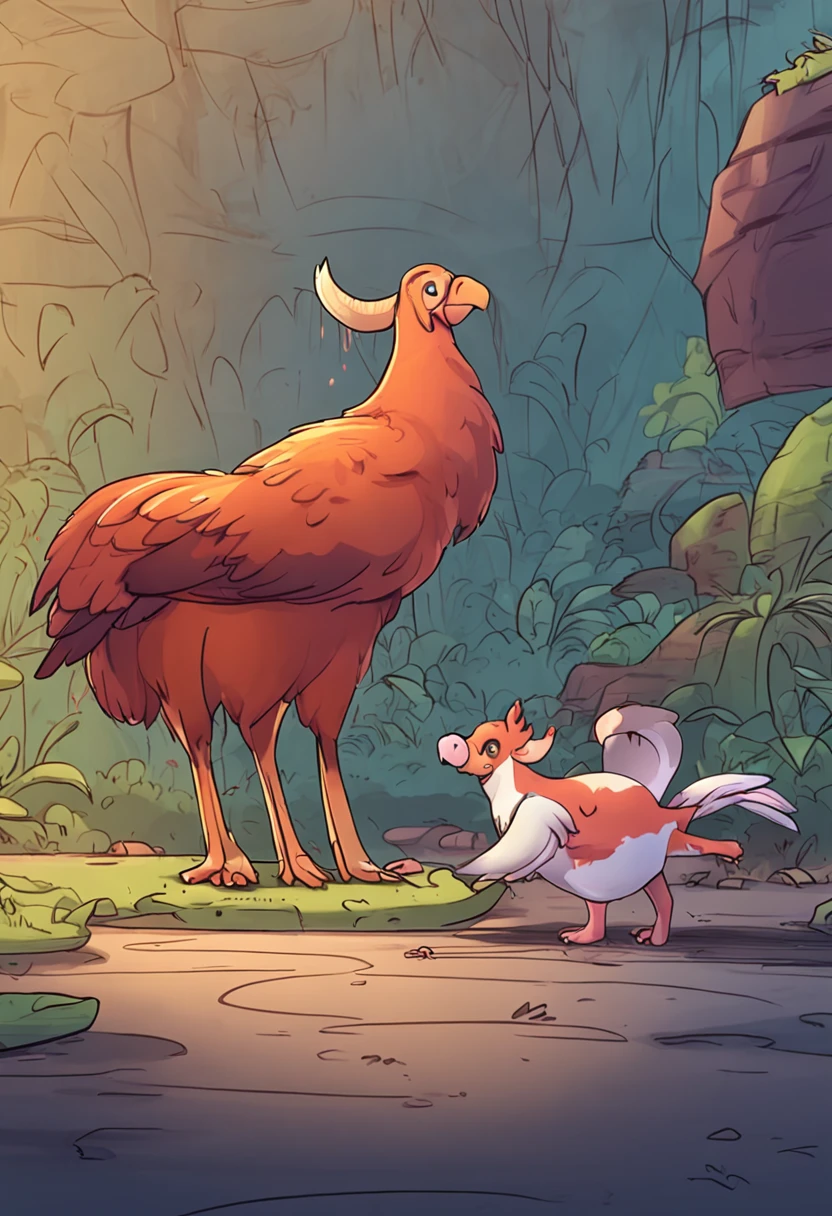 3 animais porcos a conversar. Em desenho animado fofo.