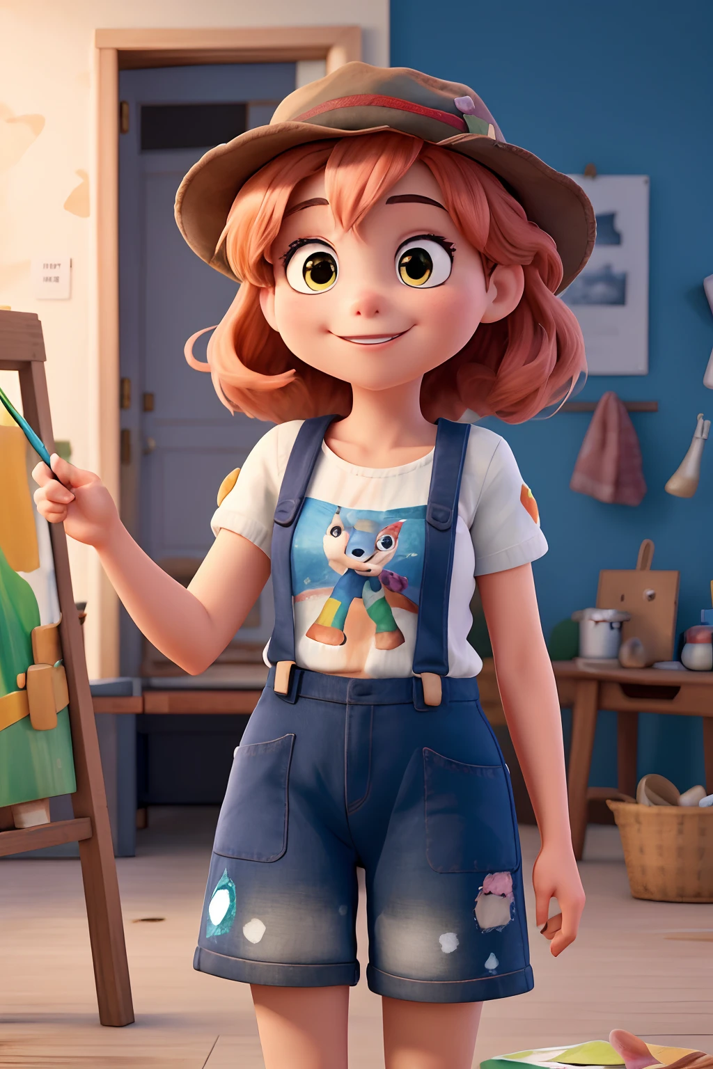 A closeup of a cartoon girl with a hat in, pintura digital dos desenhos animados, arte de pintura digital dos desenhos animados, pintura realista da menina bonito, painting digital adorable, pintura de personagem bonita, fanart menina urbana, feito com anime painter studio, pintado em anime painter studio | | |, Estilo de arte realista, Realismo Artstyle, Digital painting nice, Estilo Realismo Anime, lindo pintura digital, trending on artstration,(melhor qualidade)fundo luminoso