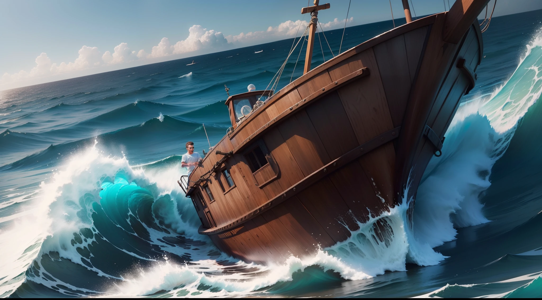 Liam's story reminds us that courage is an inner quality that transcends outward appearances. It's in the determination, in the willingness to face challenges and in the belief in oneself. Um pequeno marinheiro, barco tempestades mar.