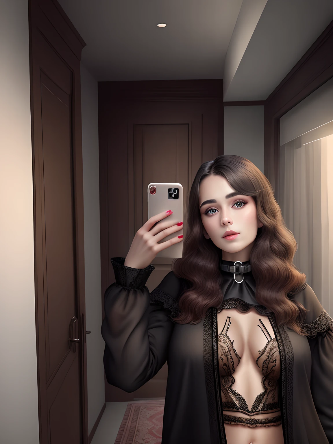 high detail raw photo masterpiece, best quality, detailed, wearing a posturecollar, full body, detailed face, flawless face, perfect eyes, highly detailed,