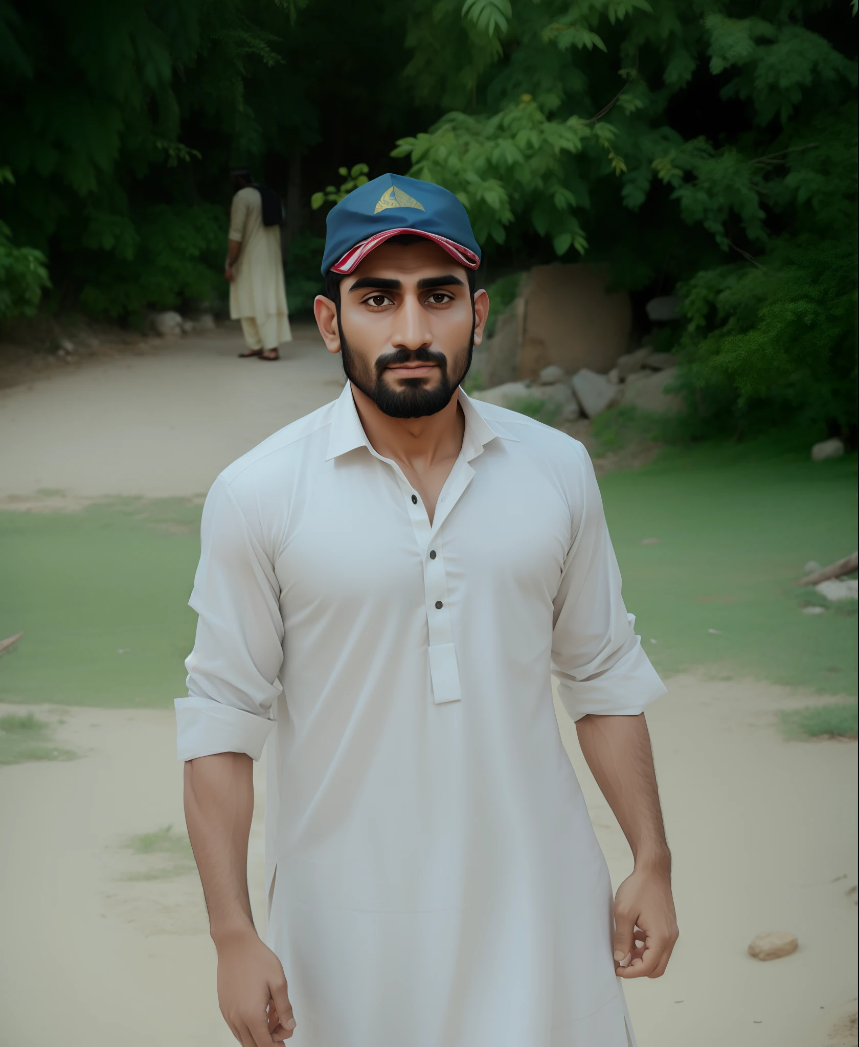 A muscled man in pakistani clothes