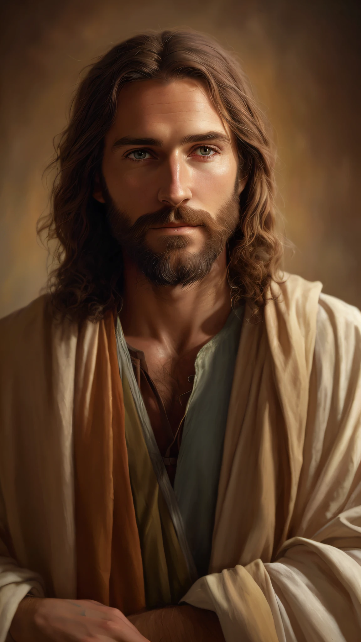 Arafed image of a man with long hair and beard, portrait of Jesus Christ, Jesus Christ, Greg Olsen, Jesus of Nazareth, painted in high resolution, The Lord and Savior, Jon McNaughton, 8K resolution. Oil on canvas, face of Jesus, portrait of religious masterpiece, ultra detail. Digital painting, dressed as Jesus Christ, very beautiful portrait, heavenly background