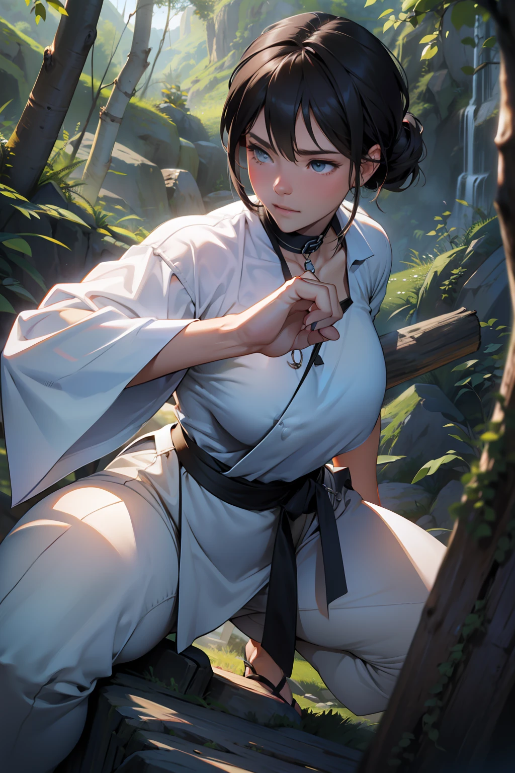 Very short、Short、well-groomed hair、realistic、huge tit、valley、Sexy、エロ、poneyTail