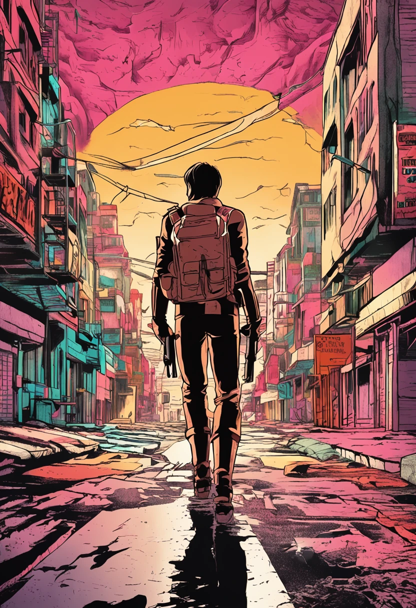 generate a retro style Attack on Titan movie poster with vibrant colors, prominently featuring Levi Ackerman and Eren Jaeger