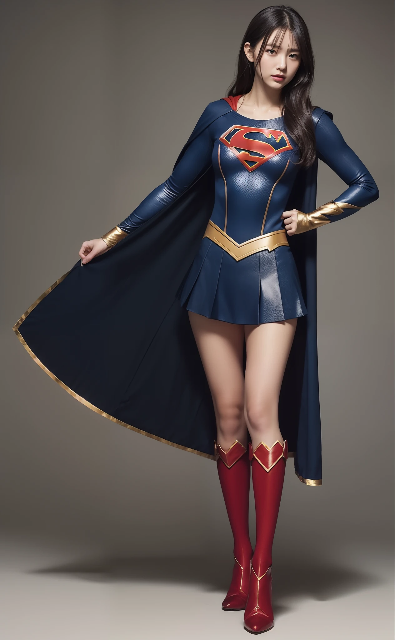 (((Make the most of the original image)))、(((Supergirl Costume)))、(((lustrous dark hair)))、(((Suffering)))、(((lying back on)))、((Stockings are torn))、((Top image quality、8K))、((top-quality、8K、masterpiece:1.3))、Crisp focus:1.2、Beautiful woman with perfect body shape:1.4、Slender Abs:1.2、((layers-Cut、large boob:1.2))、a wet body:1.5、Highly detailed facial and skin texture、