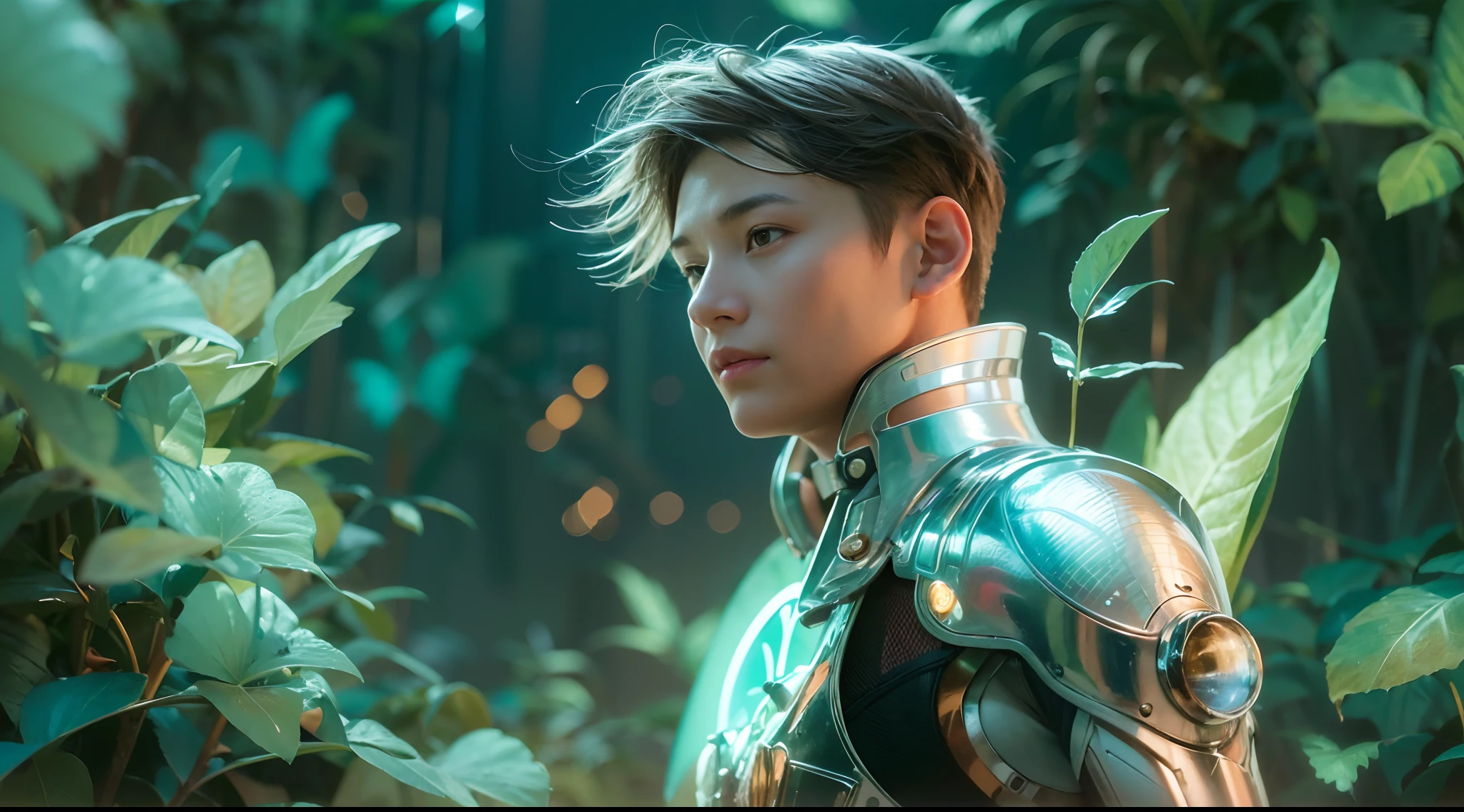 1boy, photo of very very handsome suave smiling young 25-year-old male Chinese prince, clothed in futuristic cybernetic armor, wearing a large futuristic crown, walking in a lush flower garden with many neon glowing butterflies, sci-fi, intricate, neon light, ((perfect face)), ((perfect hands)), ((perfect body)), ((correct anatomy)), ((ultra-realistic)), ((8k, UHD)), highly detailed, digital painting, artstation, concept art, human anatomy, soft light, smooth, illustration, art by tian zi and craig mullins and WLOP and alphonse mucha