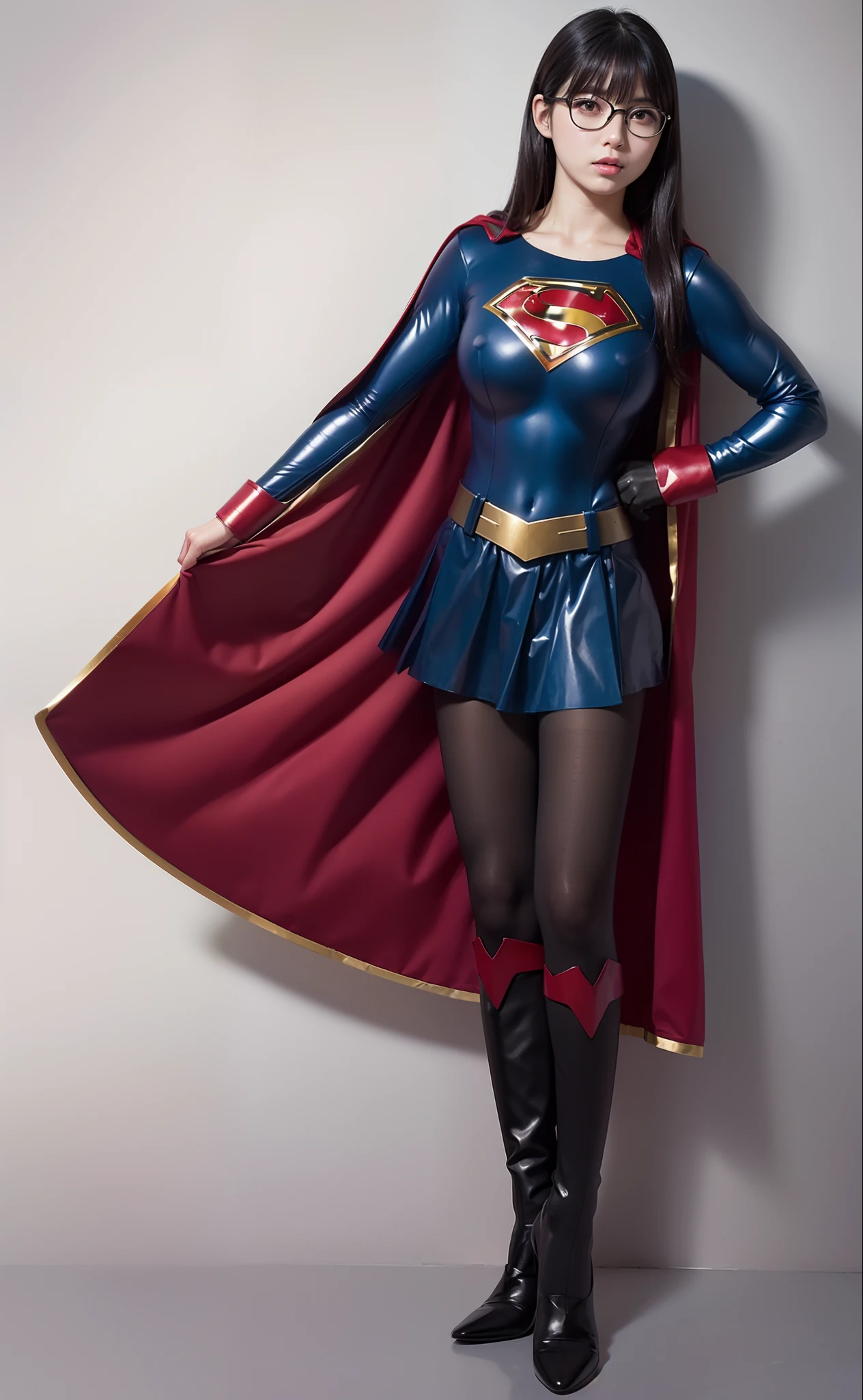 (((Make the most of the original image)))、(((Wear black tights)))、(((Supergirl Costume)))、(((lustrous dark hair)))、(((Suffering)))、(((lying back on)))、(((Black tights)))、((Top image quality、8K))、((top-quality、8K、​masterpiece:1.3))、Crisp focus:1.2、Beautiful woman with perfect body shape:1.4、Slender Abs:1.2、((layers-Cut、large boob:1.2))、a wet body:1.5、Highly detailed facial and skin texture、