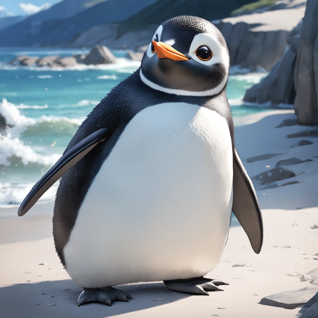 Generate masterpieces and ultra-high quality penguin images。Subject to the following conditions:、Can you please create a beautiful penguin image？

Only one penguin should appear in each image。Do not contain other penguins or animals。Make sure there is only one penguin in the scene。

Don't let penguins have more limbs than they need、Draw in a natural posture。While maintaining cuteness、Avoid excessive display of limbs。

Be careful not to introduce penguins or unwanted elements into the scene in the background。In a bright and natural environment、Imagine a scene with a happy expression of a penguin。

Draw carefully so that the tail does not come out on the penguin's ass。Adjust it to keep a natural look。

So that the penguin's neck is of the right length,、Balance and draw。Be careful not to be excessively long。

Draw a chubby penguin body shape。Rounded body or、Beautifully reproduce the fluffy feeling of obesity。

Please try to make sure that the generated image is a beautiful one with only one penguin.。Unpleasant facial expressions and situations、Elements of violence and anxiety、Discriminatory or insulting elements、Please do not include any sensitive topics or prejudices.。

Comply with these instructions、We are waiting for amazing images that maximize the loveliness and beauty of penguins。