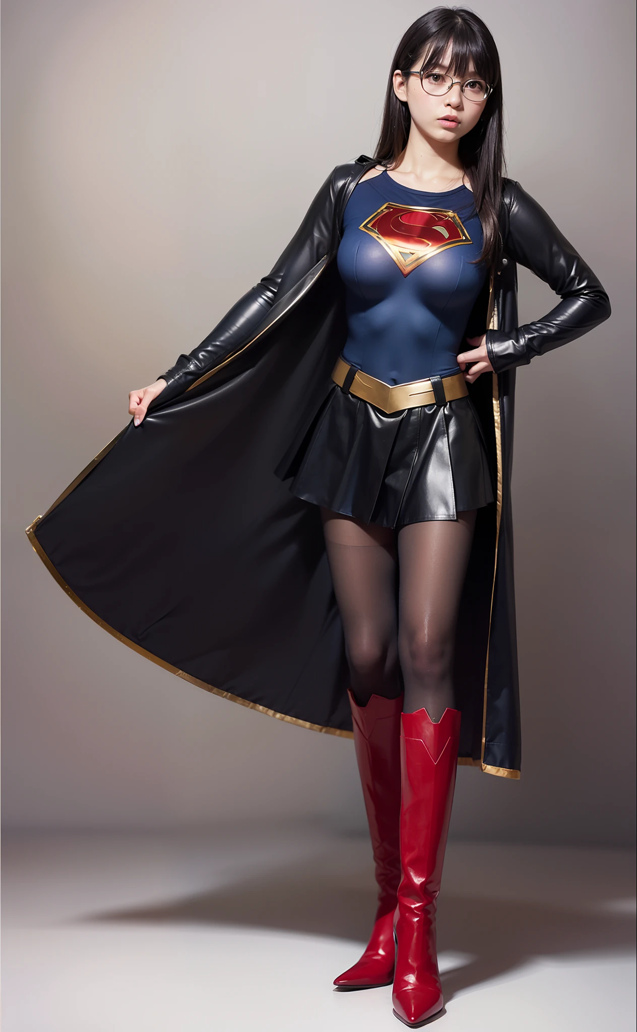 (((Make the most of the original image)))、(((Wear black tights)))、(((Supergirl Costume)))、(((Wear red boots)))、(((lustrous dark hair)))、(((Suffering)))、(((lying back on)))、(((Black tights)))、((Top image quality、8K))、((top-quality、8K、masterpiece:1.3))、Crisp focus:1.2、Beautiful woman with perfect body shape:1.4、Slender Abs:1.2、((layers-Cut、large boob:1.2))、a wet body:1.5、Highly detailed facial and skin texture、
