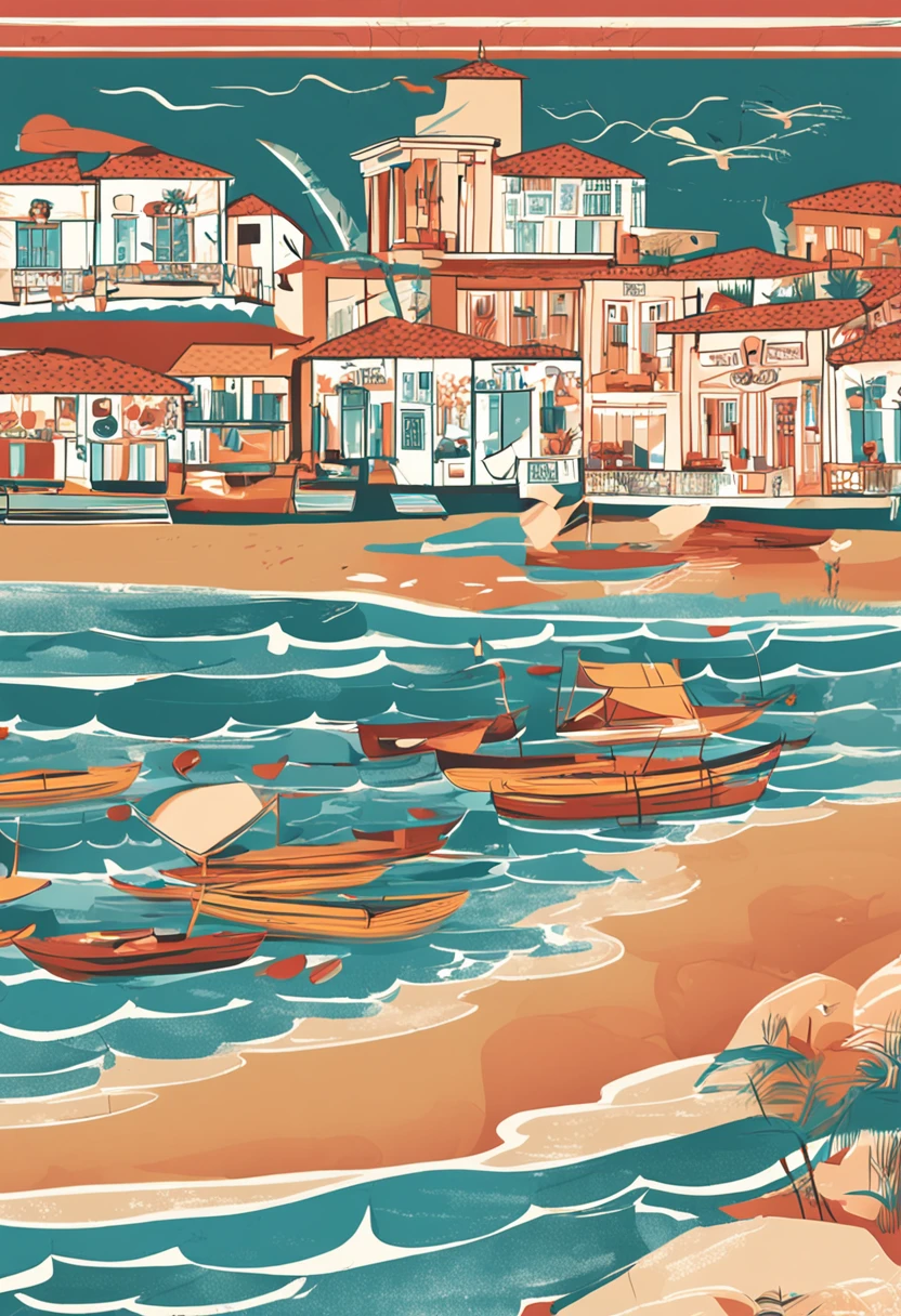 Create a captivating image for a catalog of exclusive cangas sales, made with prints of photographs of own authorship. The image should convey the feeling of beach and pool, destacando a beleza e a originalidade das estampas.