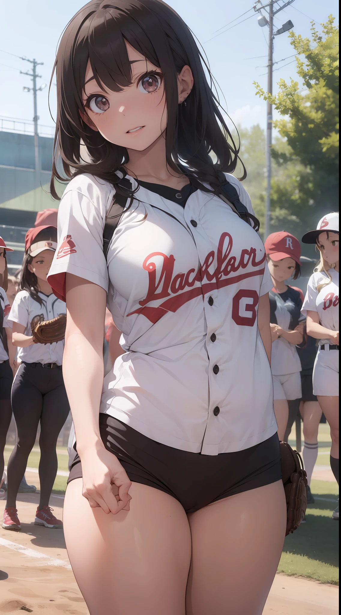 Vagina widened enough to fit a softball、Spread the labia minora with both hands yourself