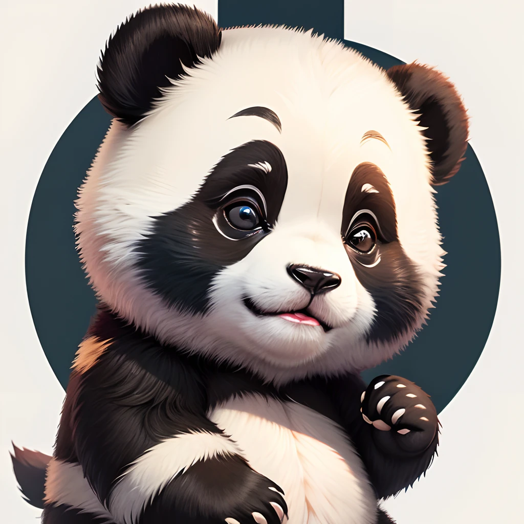 panda, fofo, desenho, fofo, Fofinho, panda, pequeno, muito fofo ,olha para o espectador