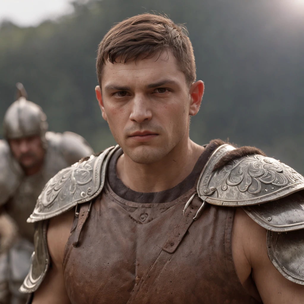 (Professional 3D rendering:1.3) de (Realistic:1.3) foto de arte mais bonita do mundo,soft features, brilliant male Thracian warriors, ((Thracian warrior muscular young hero serious wet look short hair without beard and fierce expression in dynamic pose, fantastic location, majestoso ambiente desordenado)), corpo inteiro 8k unidade render, action shot, poros da pele, very dark lighting, sombreamento pesado, circunstanciado, rosto detalhado, (Vibrando, fotografia realista, Realistic, Dramatic, Escuro, foco nítido, 8k), (Thracian armor of old leather:1.4), ((((Use peles)))), (intrincado:1.4), decadente, (altamente detalhado:1.4), Pintura digital, rendering by octane, art stations, conceito-arte, liso, foco nítido, illustration, germe da arte, (Loish:0.23), Wlop Ilya Kuvshinov, e greg rutkowski e alphonse mucha gracias, (global ilumination, studiolight, light volumetric), chuva forte, floating particles, patife, fantasia, Nosso, Corpo inteiroesbiano, ((Fundo escuro e antigo da cidade:1.3)),CGSesociedade,art stations