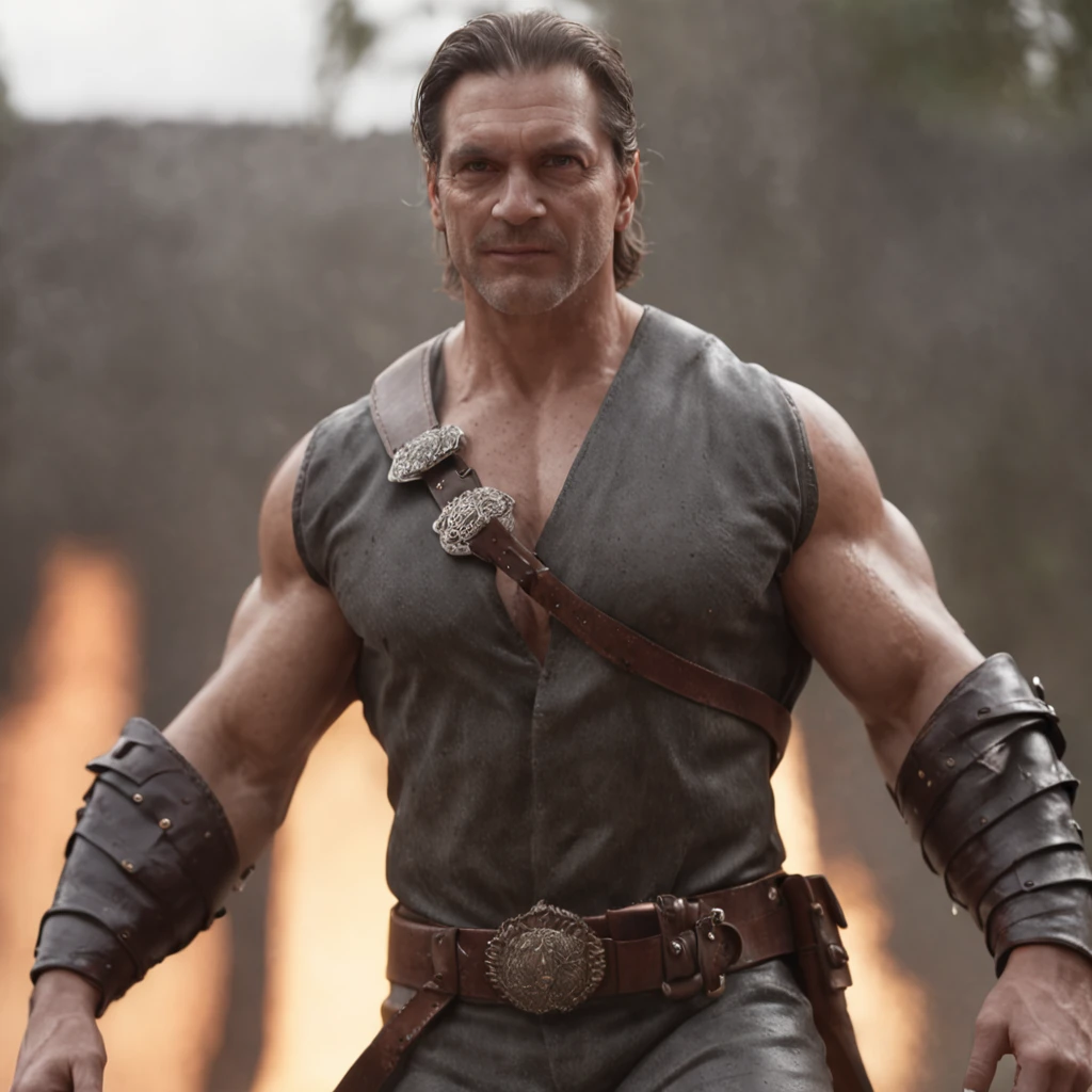 (Professional 3D rendering:1.3) de (Realistic:1.3) Foto de arte mais bonita do mundo,Features soft, bright male heroes, with technological sunglasses ((Epic hero fantasy rough muscular man wet hero angry look long hair short beard and fierce expression in dynamic pose, fantastic location, majestoso ambiente desordenado)), corpo inteiro 8k unidade render, action shot, poros da pele, very dark lighting, sombreamento pesado, circunstanciado, Rosto detalhado, (vibrante, fotogrdeia realista, Realistic, Dramatic, Escuro, foco nítido, 8k), (Old leather clothes damaged by bad weather:1.4), ((((Use peles)))), (intrincado:1.4), decadente, (altamente detalhado:1.4), pintura digital, rendering by octane, art stations, Conceito-Arte, liso, foco nítido, illustration, germe da arte, (Loish:0.23), Wlop Ilya Kuvshinov, e Greg Rutkowski e Alphonse Mucha Gracias, (global ilumination, studiolight, Light Volumetric), chuva forte, floating particles, patife, fantasia, Onze, corpo inteiroesbian, ((Fundo escuro e antigo da cidade:1.3)),CGSesociedade,art stations
