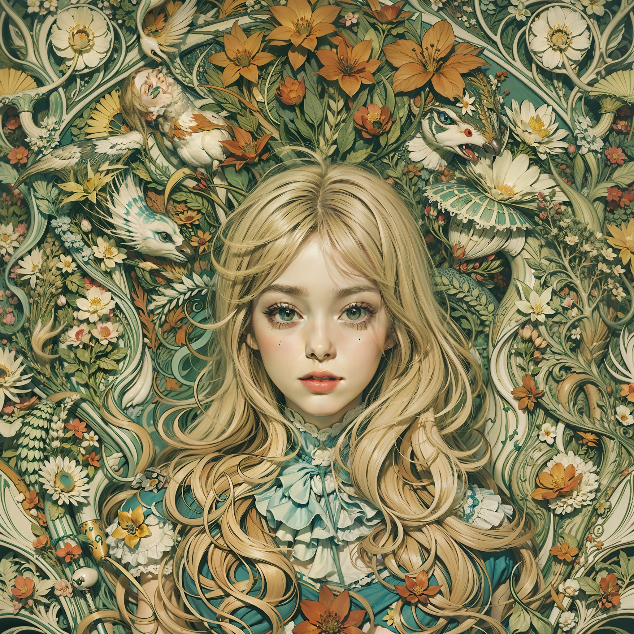 Alice in wonderland Art Nouveau style