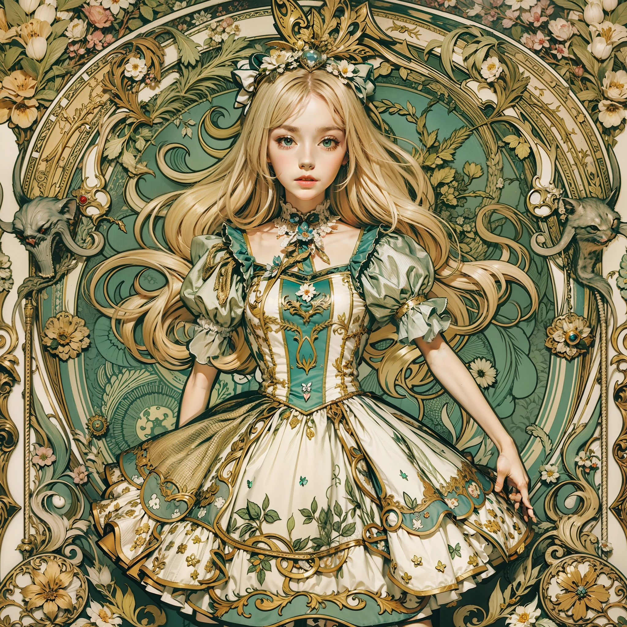 Alice in wonderland Art Nouveau style