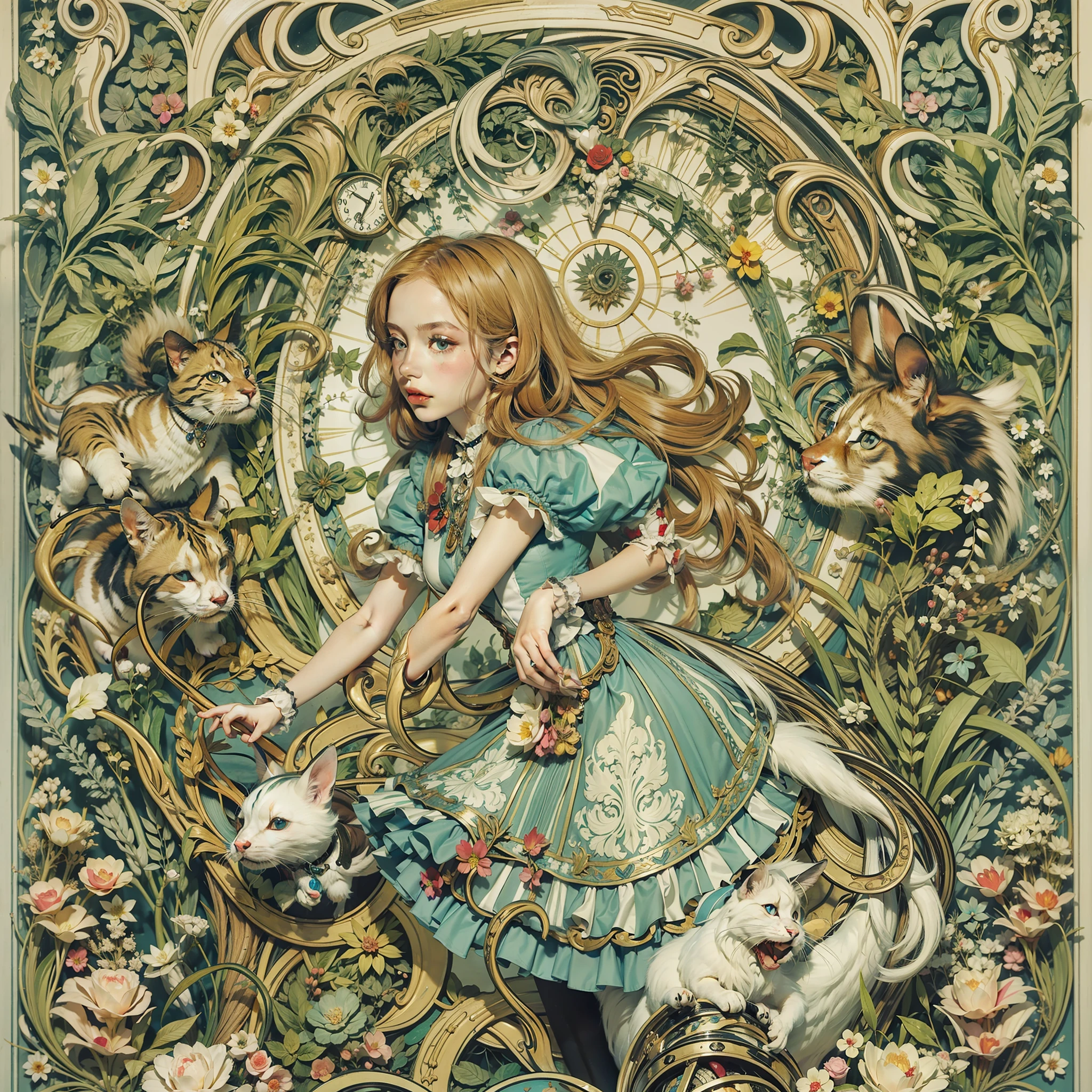 Alice in wonderland Art Nouveau style