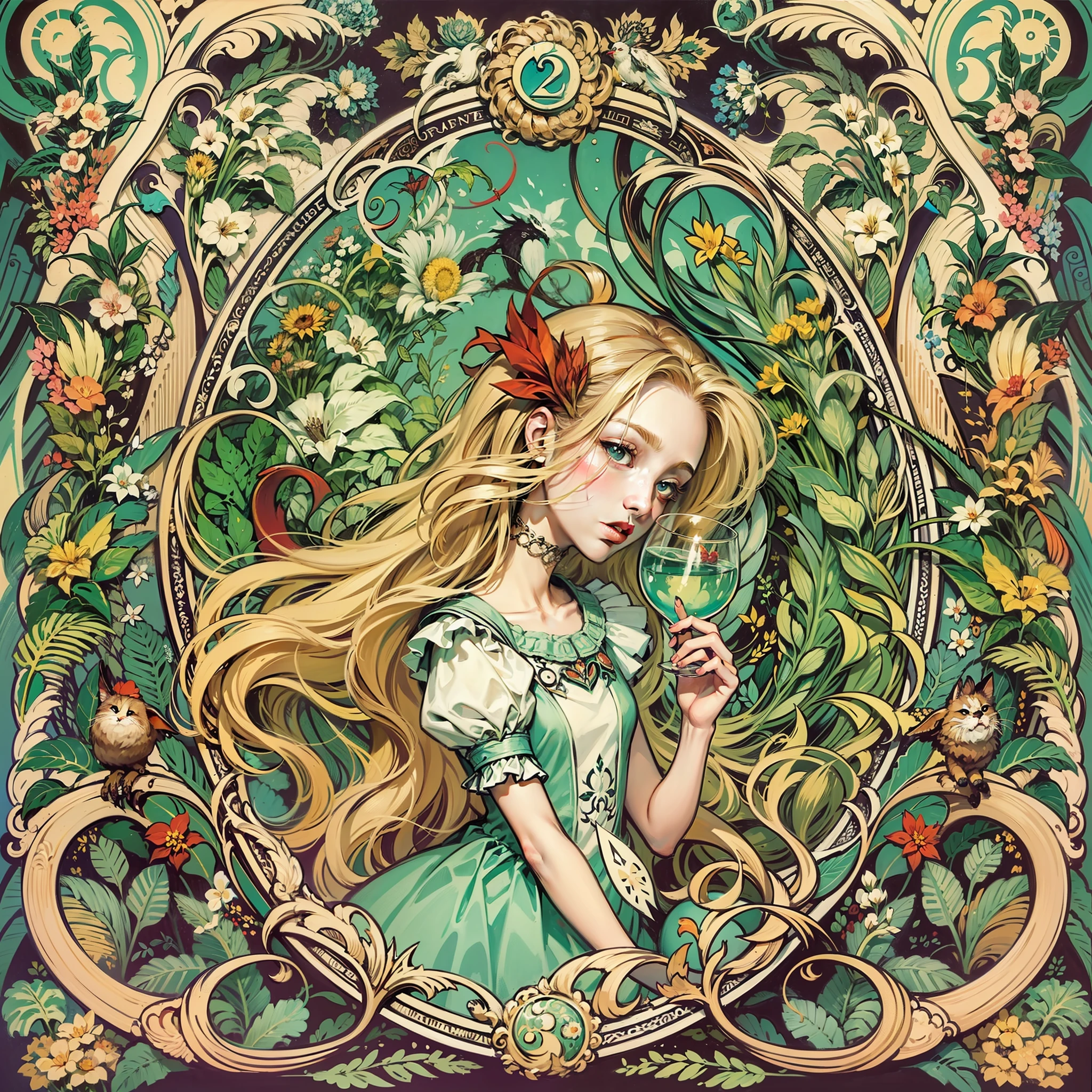 Alice in wonderland Art Nouveau style